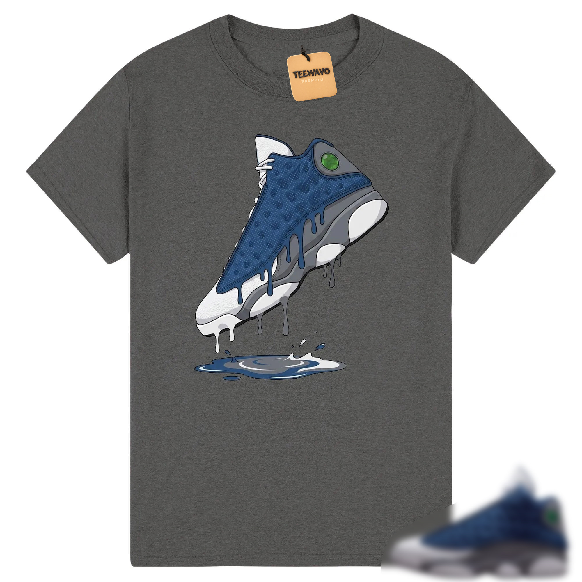 Dripping Shoe Shirt to Match AJD 13 Retro Navy and Flint Grey