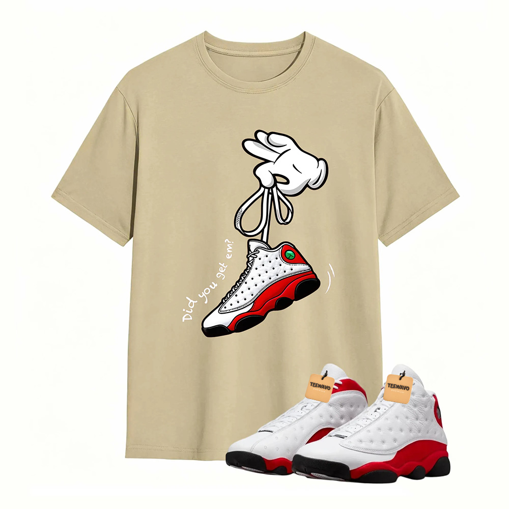 Cartoon Hands Sneaker Tees - Air Jordan 13 University Red
