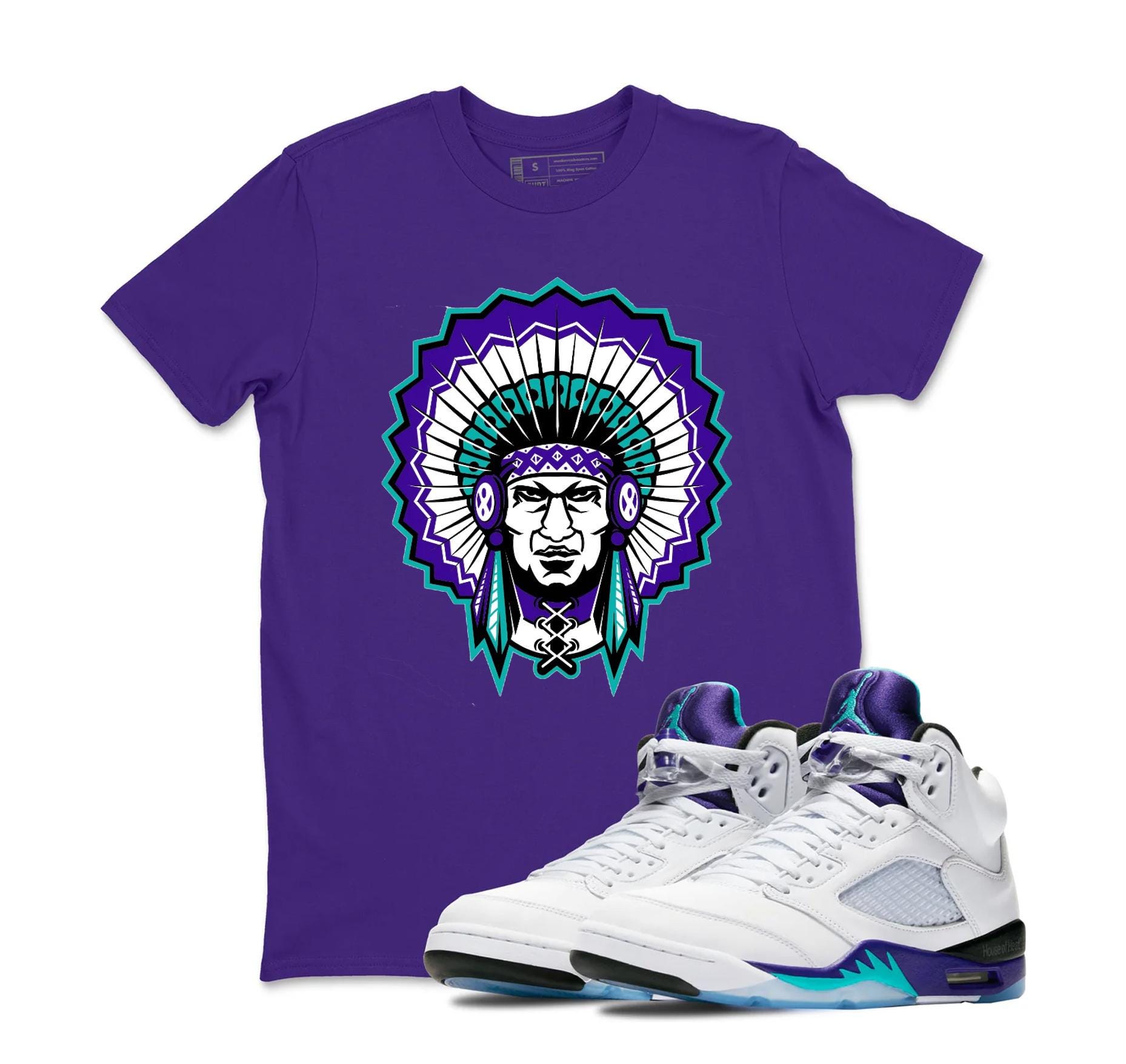 Air Jordan Sneaker Matching Shirt Retro Grape 5s - Chief Shirt To Match