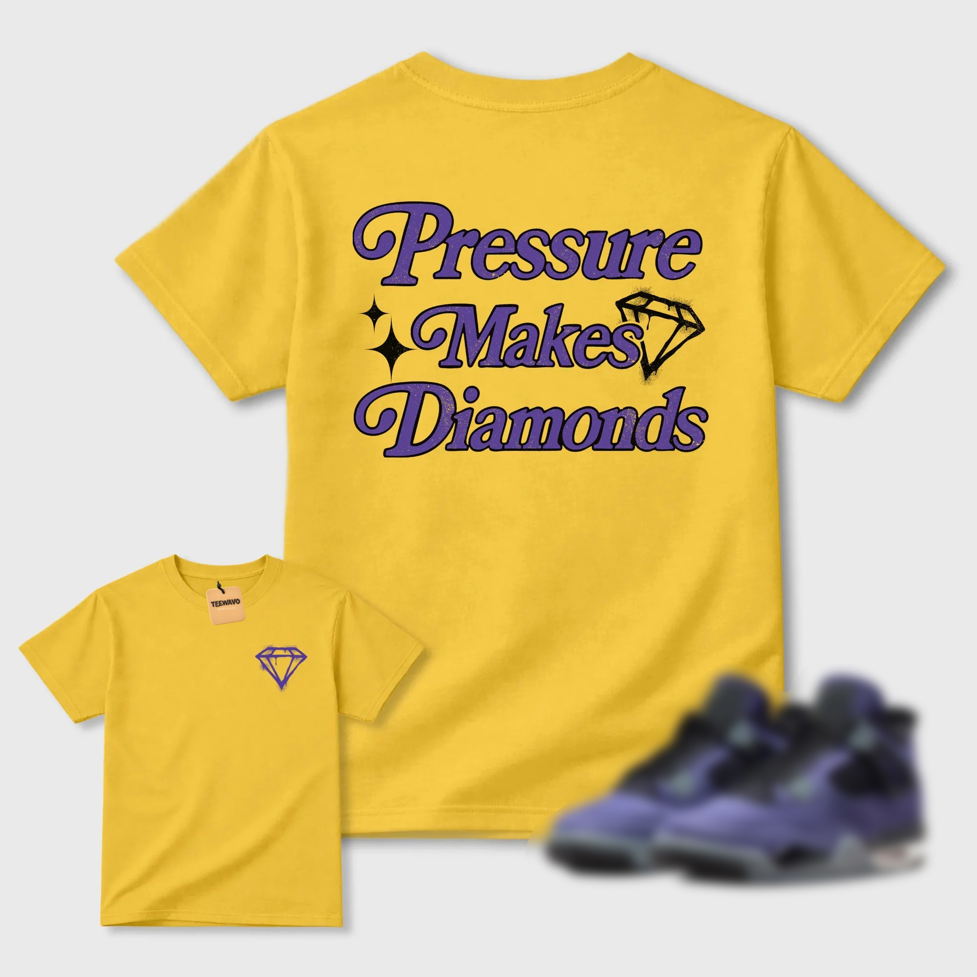 Pressure Makes Diamonds Sneaker Tees - AJD 4 Lakeshow