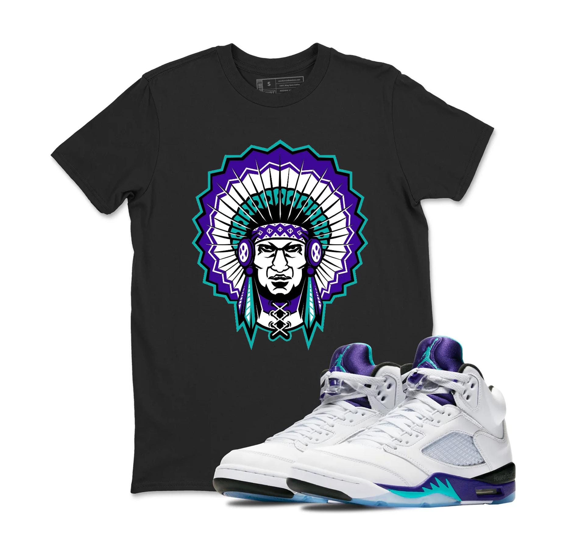 Air Jordan Sneaker Matching Shirt Retro Grape 5s - Chief Shirt To Match