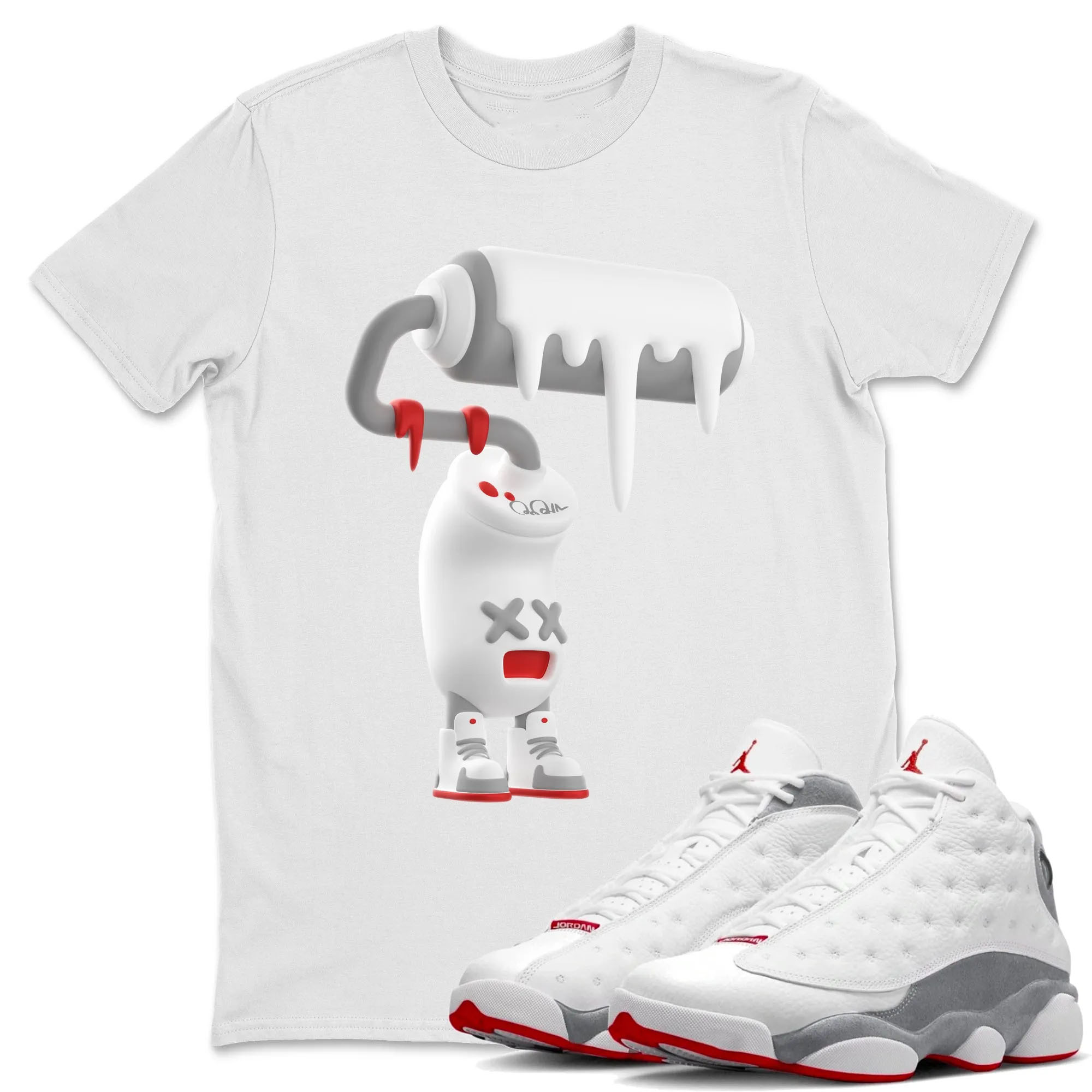 3D Paint Roller Unisex Tops - Air Jordan 13 Wolf Grey