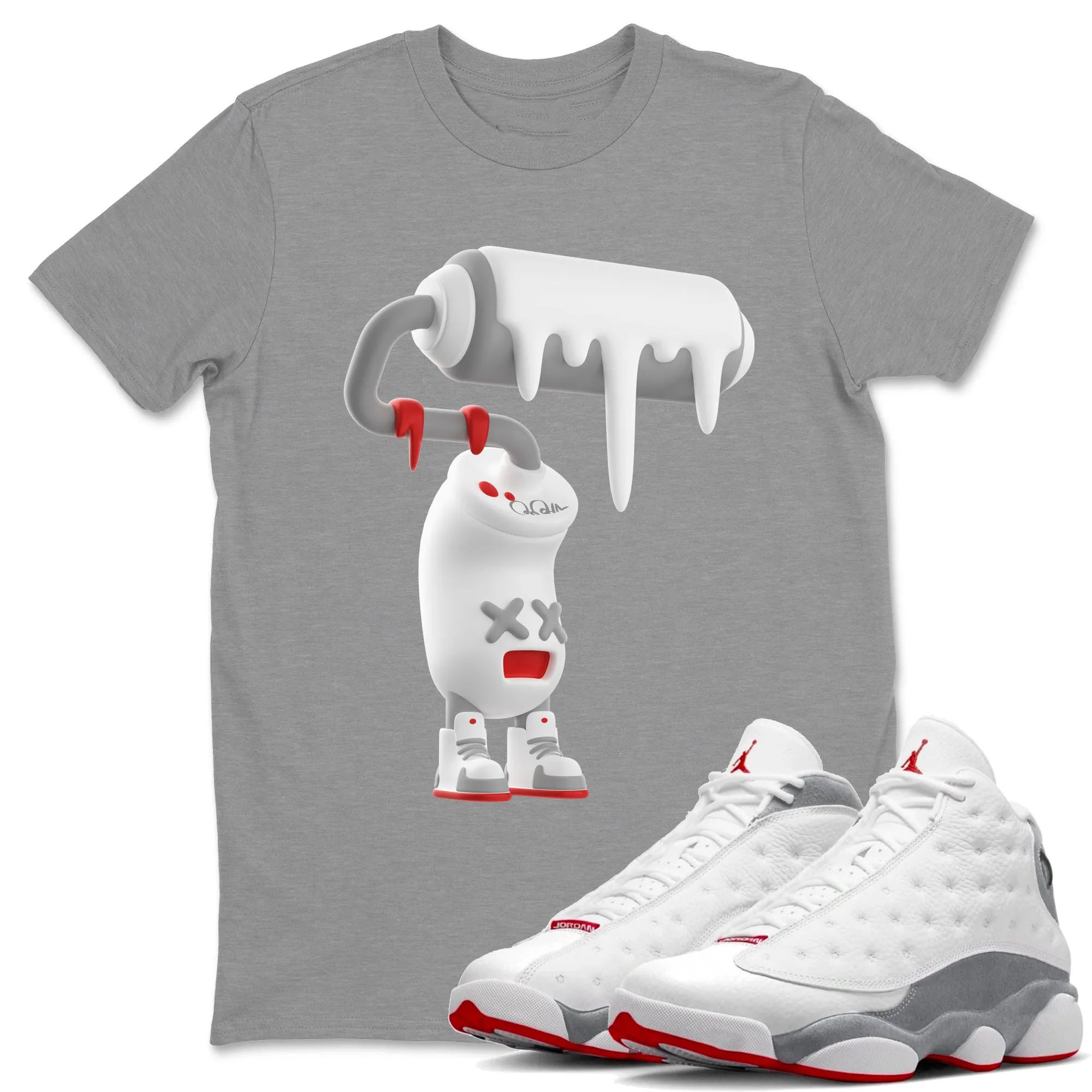 3D Paint Roller Unisex Tops - Air Jordan 13 Wolf Grey