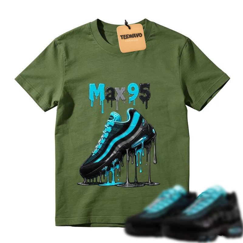 Max 95 Drip Graphic Tee – Aqua Black Sneaker Match Shirt