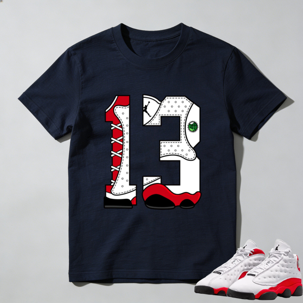 Number Statue TEEWAVO Sneaker Tees - Air Jordan 13 University Red
