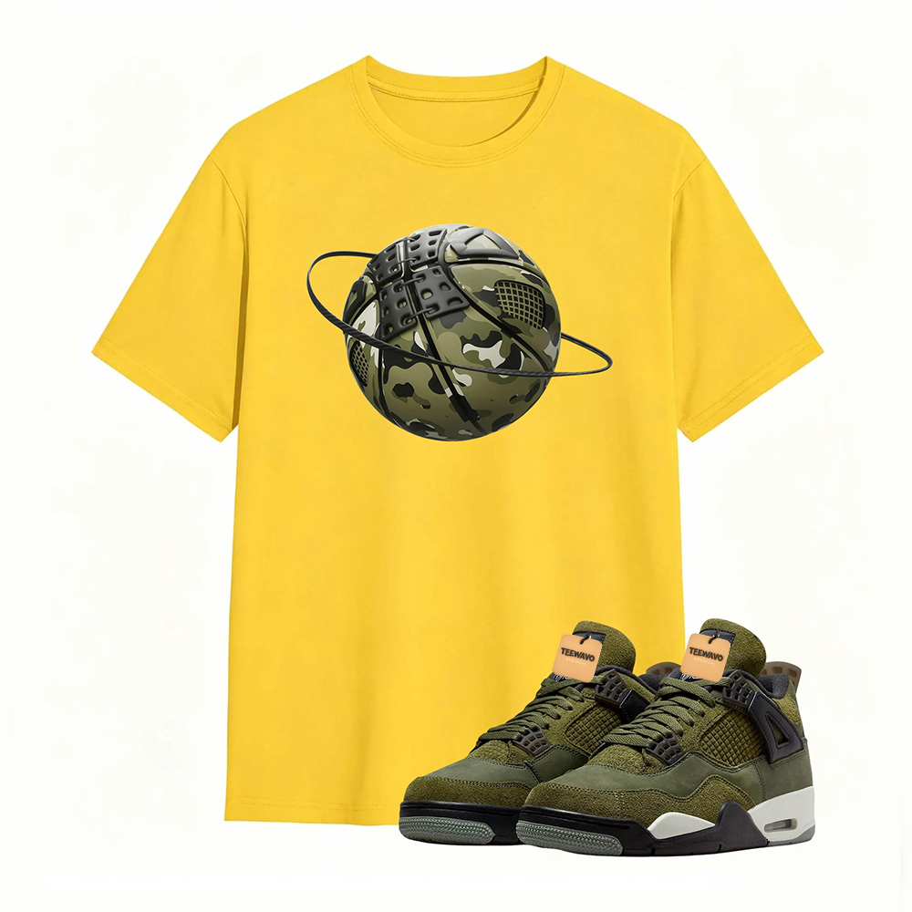 Camo Basketball Planet Sneaker Tee - Air Jordan 4 Medium Olive