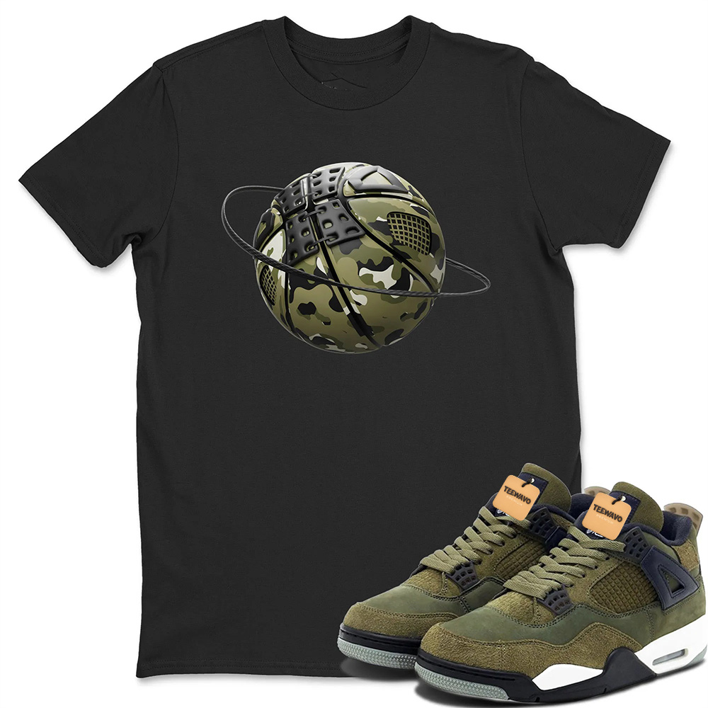 Camo Basketball Planet Sneaker Tee - Air Jordan 4 Medium Olive