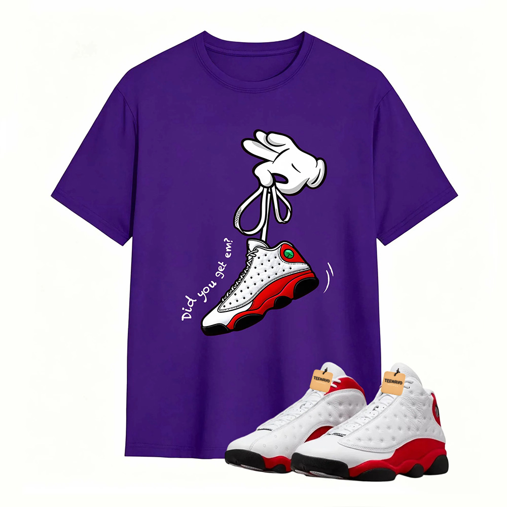 Cartoon Hands Sneaker Tees - Air Jordan 13 University Red