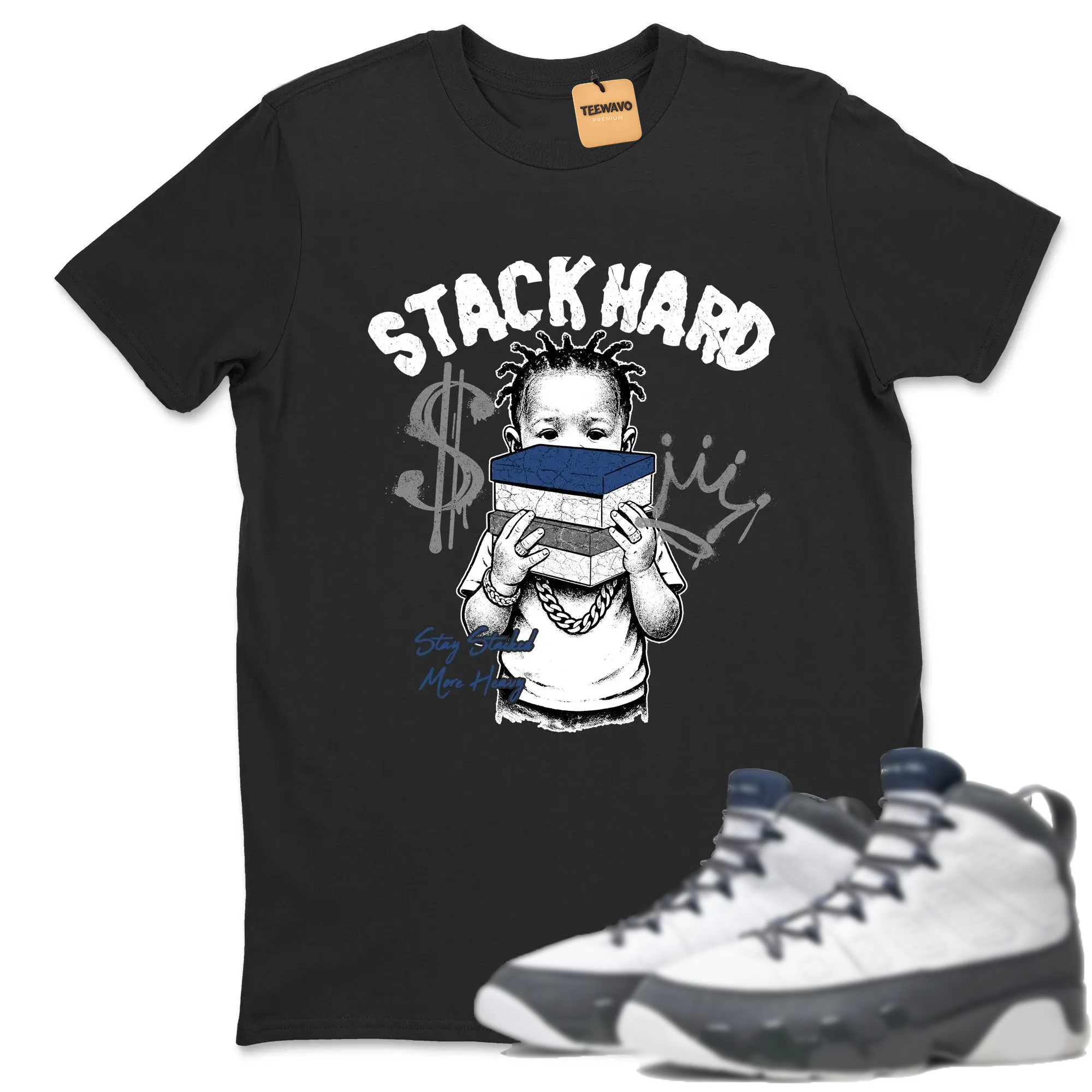 Stack Hard Sneaker Tees - AJ 9 Flint Grey