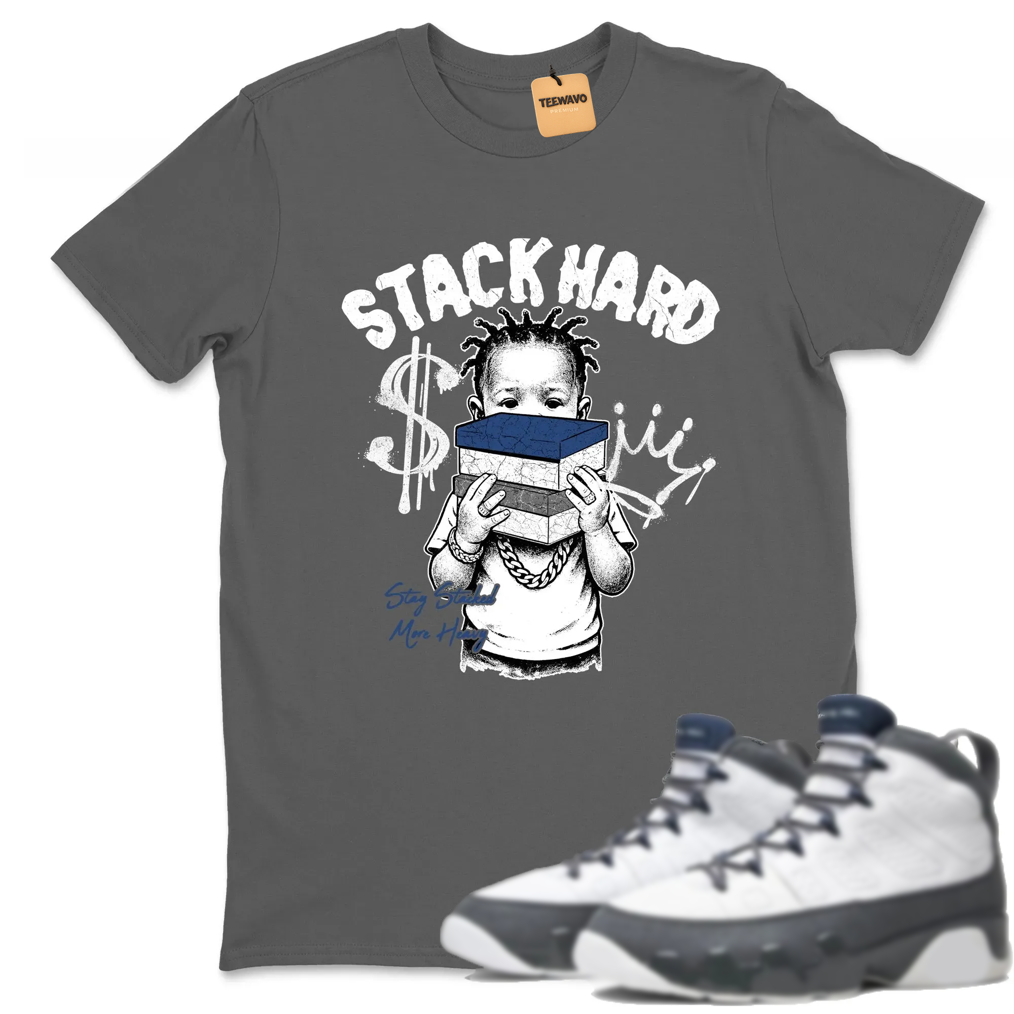 Stack Hard Sneaker Tees - AJ 9 Flint Grey