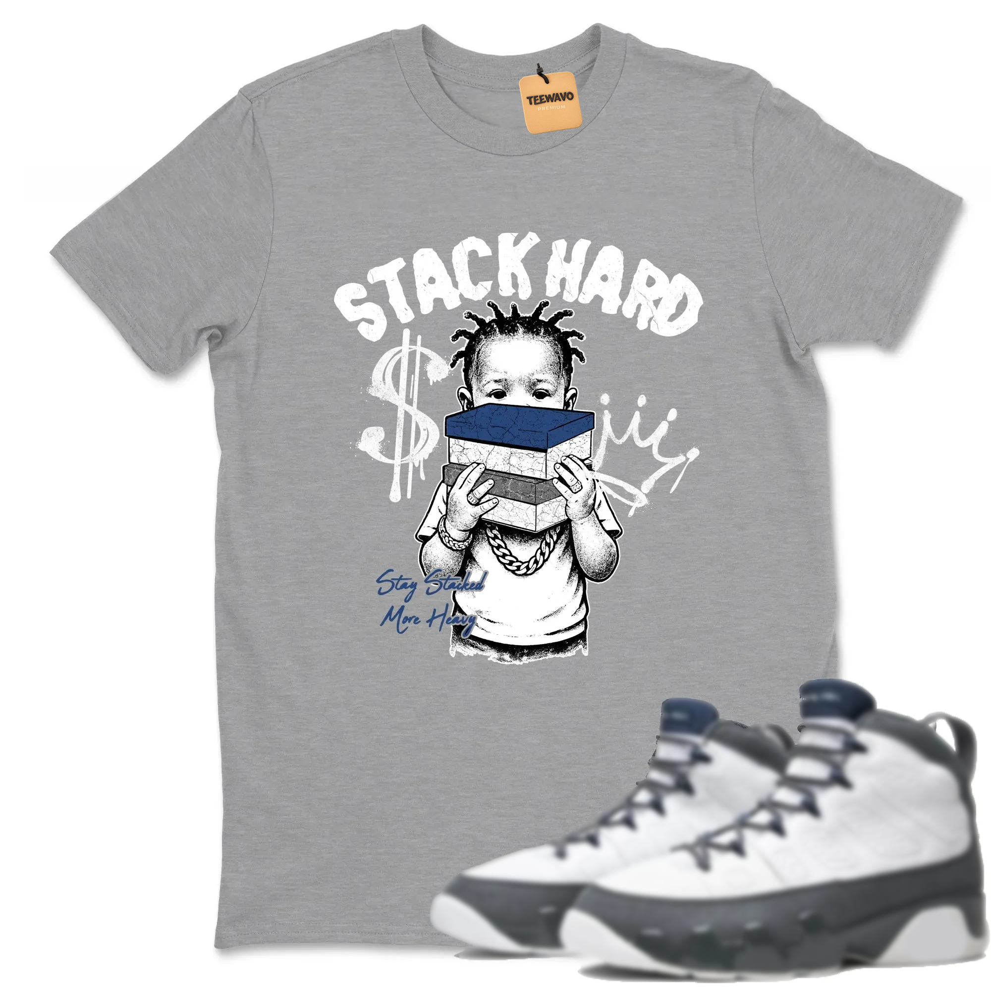 Stack Hard Sneaker Tees - AJ 9 Flint Grey