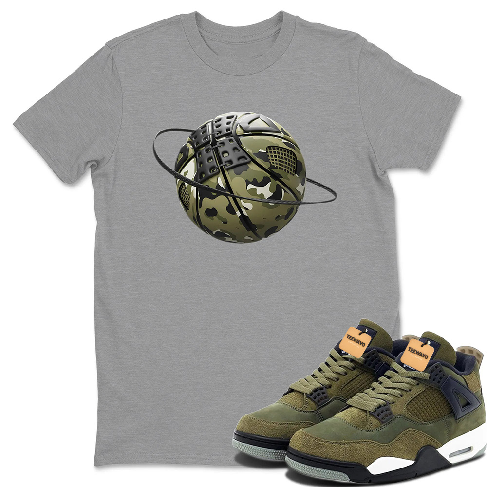 Camo Basketball Planet Sneaker Tee - Air Jordan 4 Medium Olive