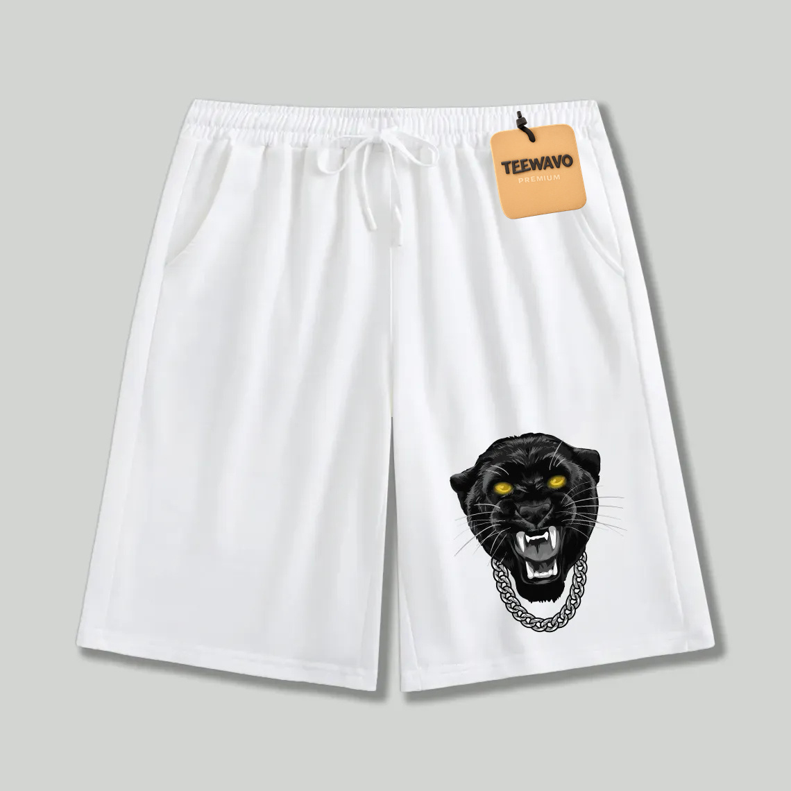 Unisex athletic shorts Black Panther With Gold Chain Graphic Print
