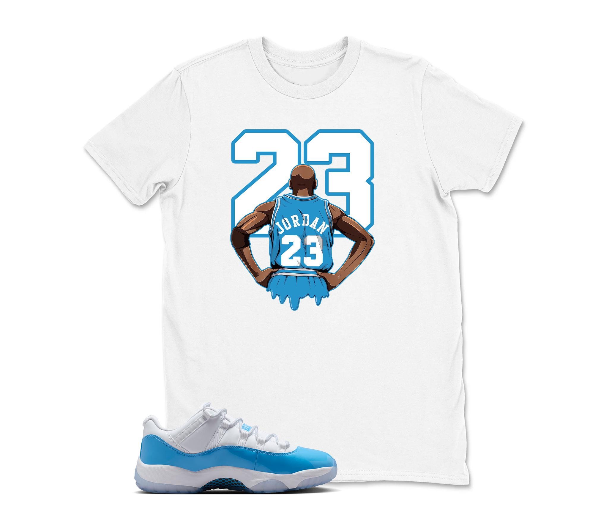 MJ 23 Sneaker Shirt White to Match Jordan 11 Low University Blue