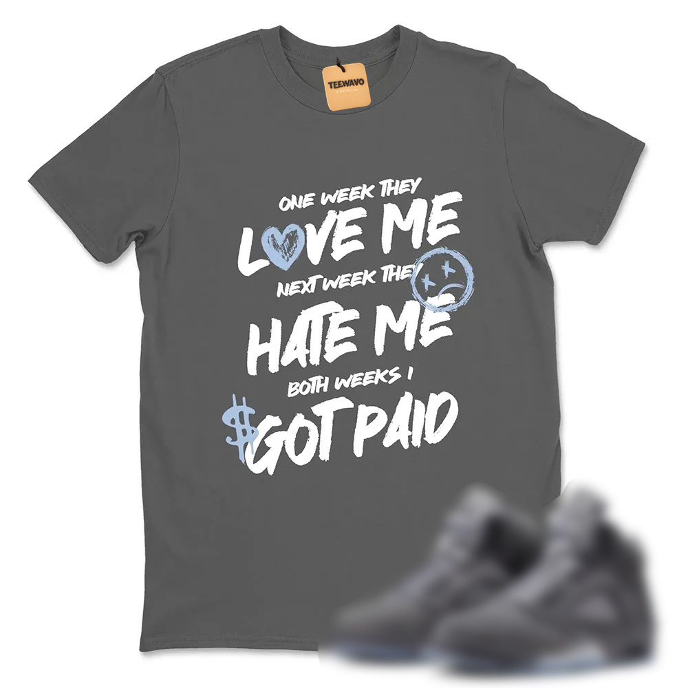 I Got Paid TEEWAVO Sneaker Tees - AJD 5 Wolf Grey