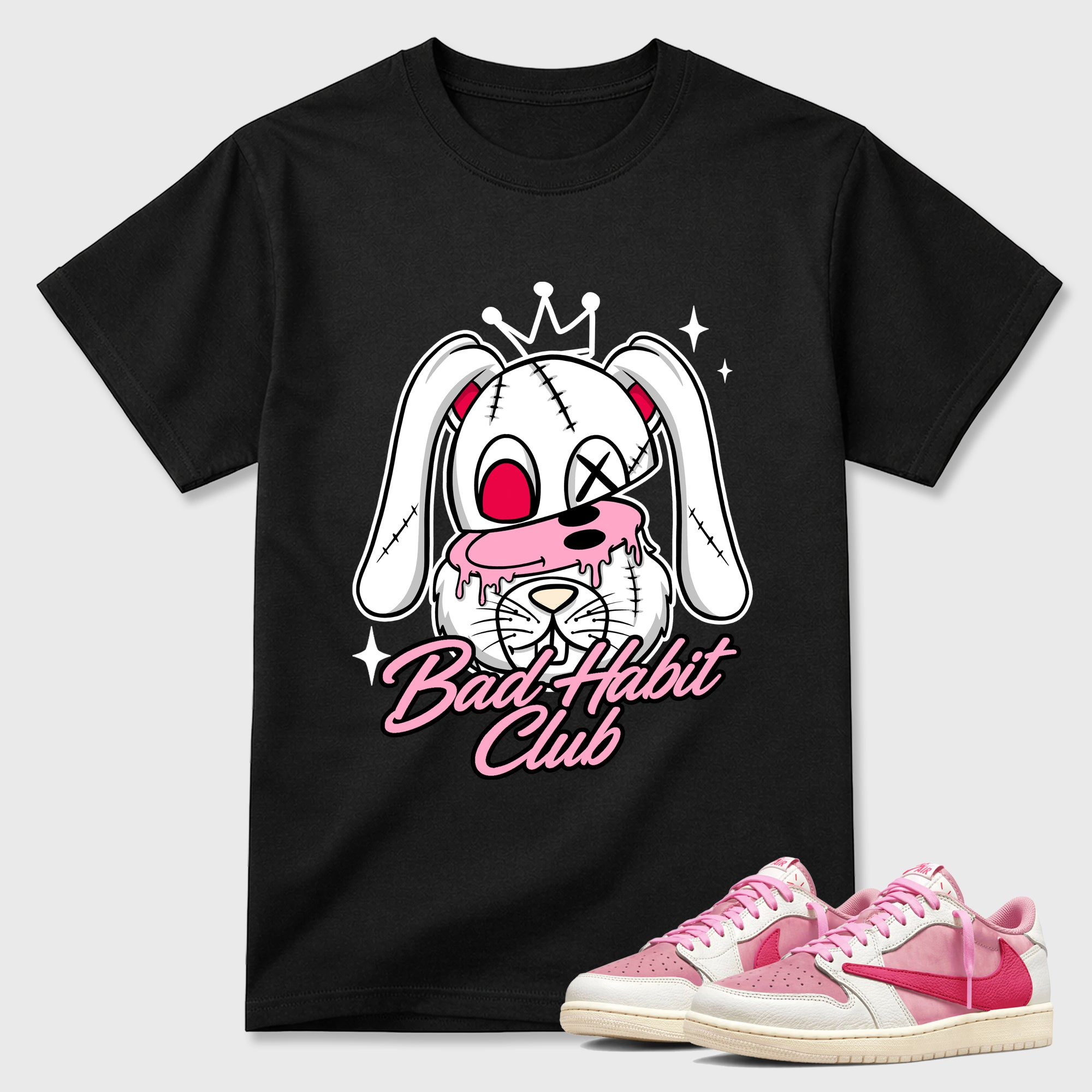 Bad Habit Club  Sneaker Tees - Air Jordan 1 Travis Scott Tropical Pink
