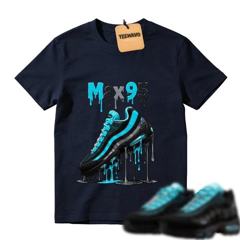 Max 95 Drip Graphic Tee – Aqua Black Sneaker Match Shirt