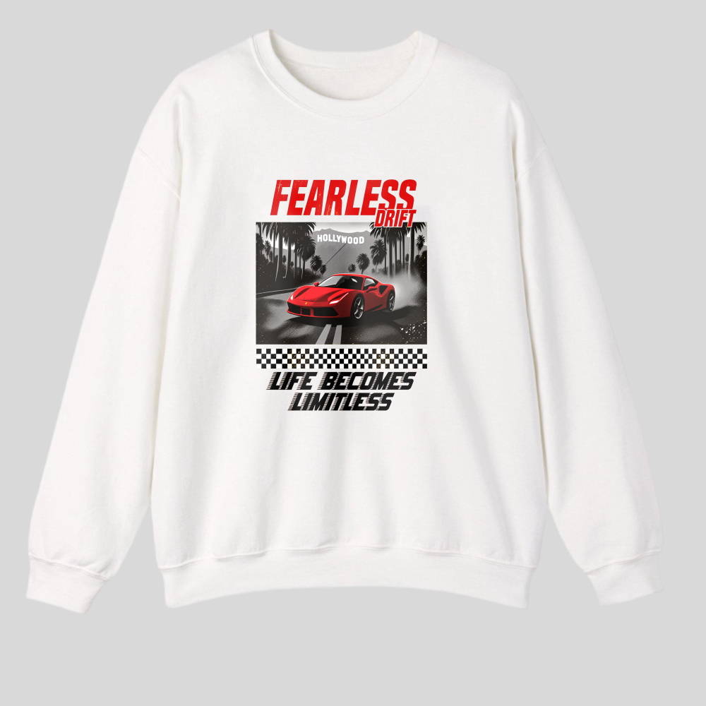 Fearless Drift Red Car Racing Design tshirt 100% cotton