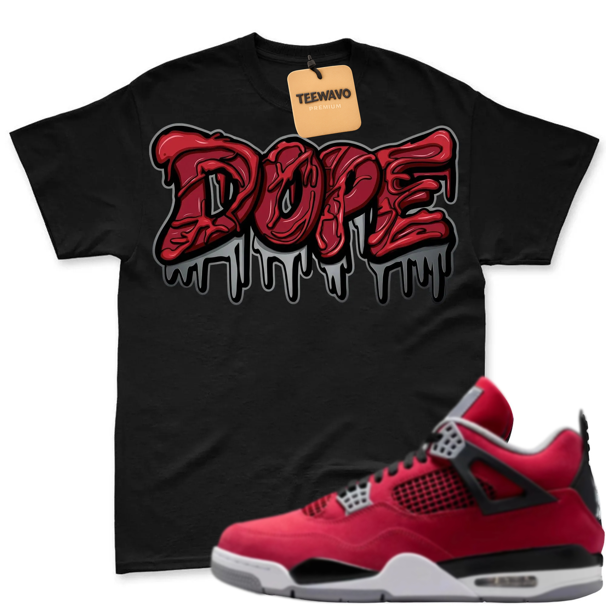 DOPE! Shirt To Match AJD 4 Toro Bravo Fire Red Black