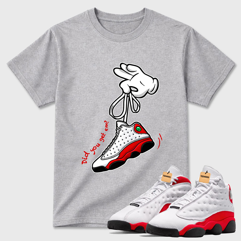 Cartoon Hands Sneaker Tees - Air Jordan 13 University Red