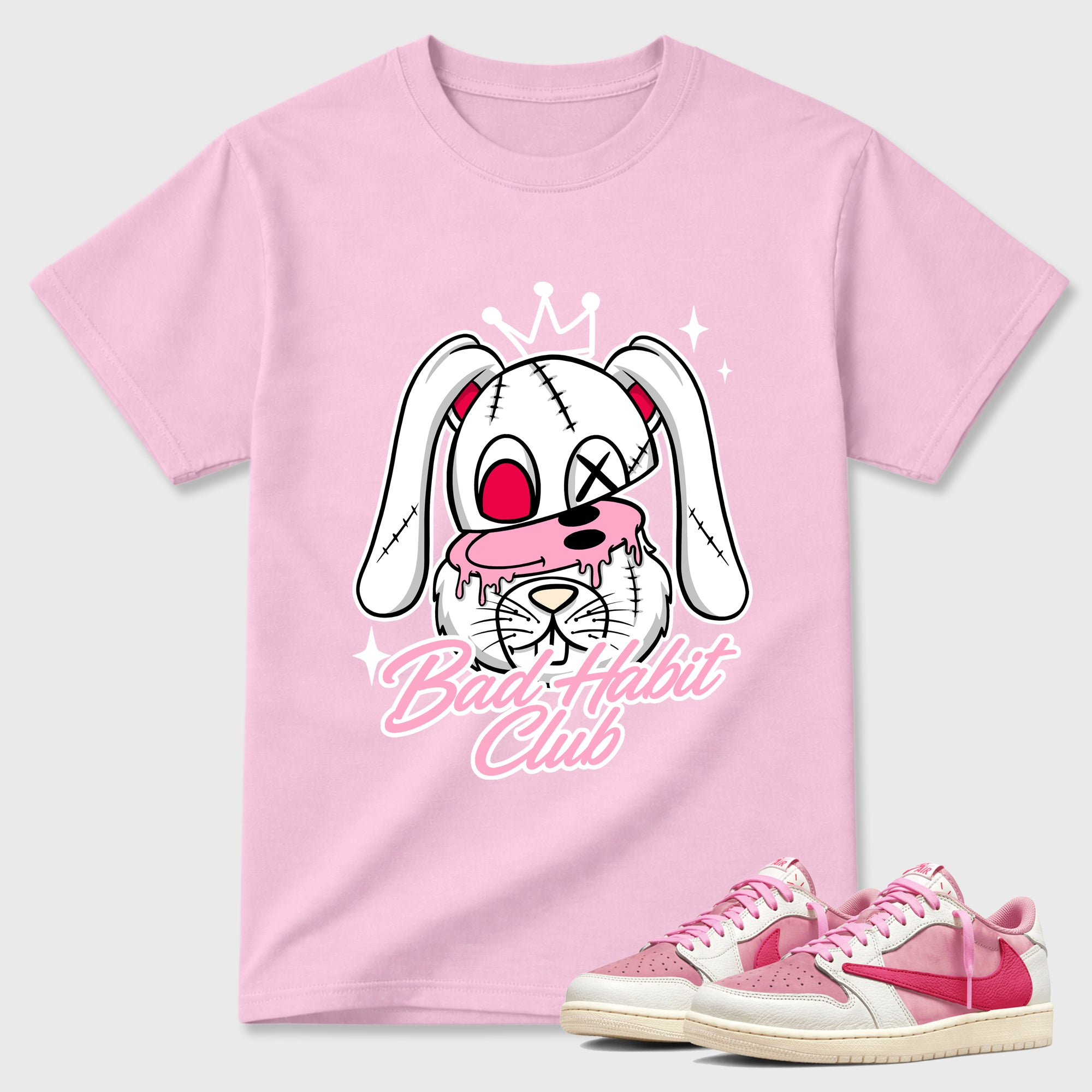 Bad Habit Club  Sneaker Tees - Air Jordan 1 Travis Scott Tropical Pink