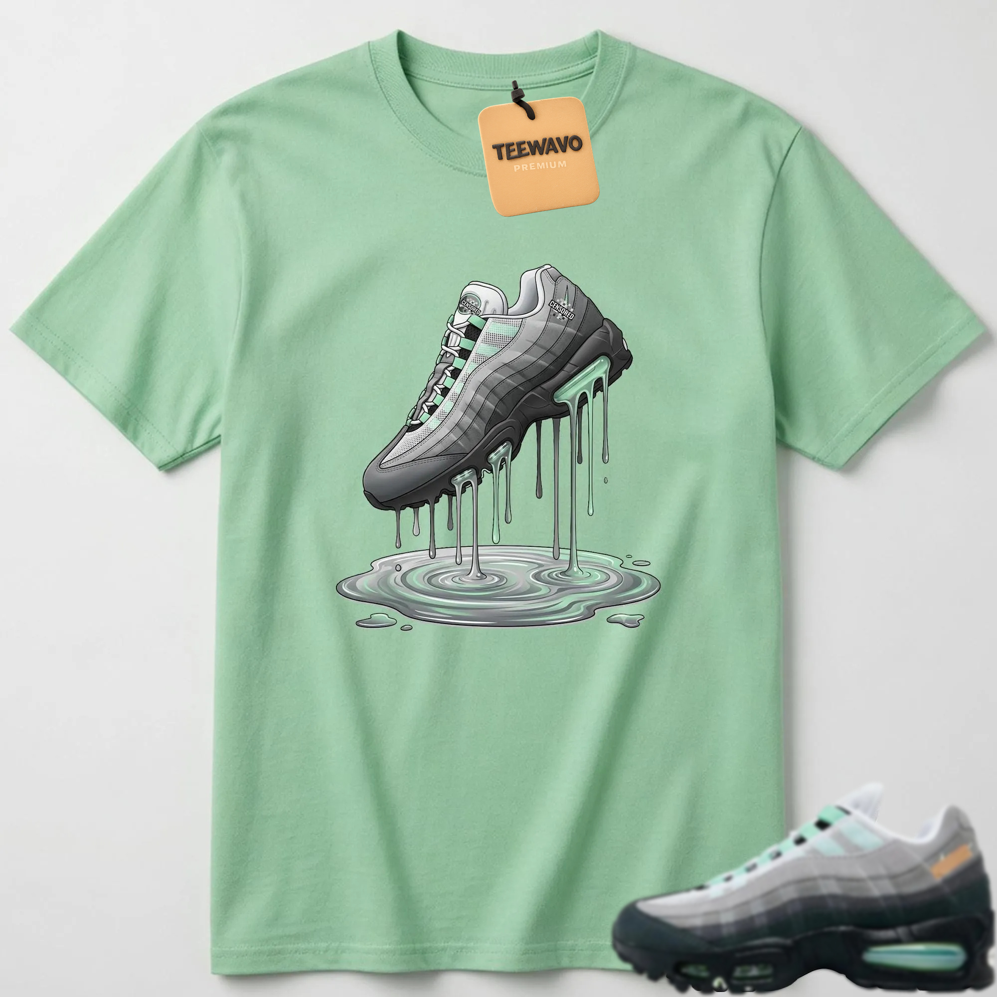 Dripping Shoe Shirt To Match Air Max 95 Fresh Mint OG Big Bubble Green Medium Grey T Shirt Match