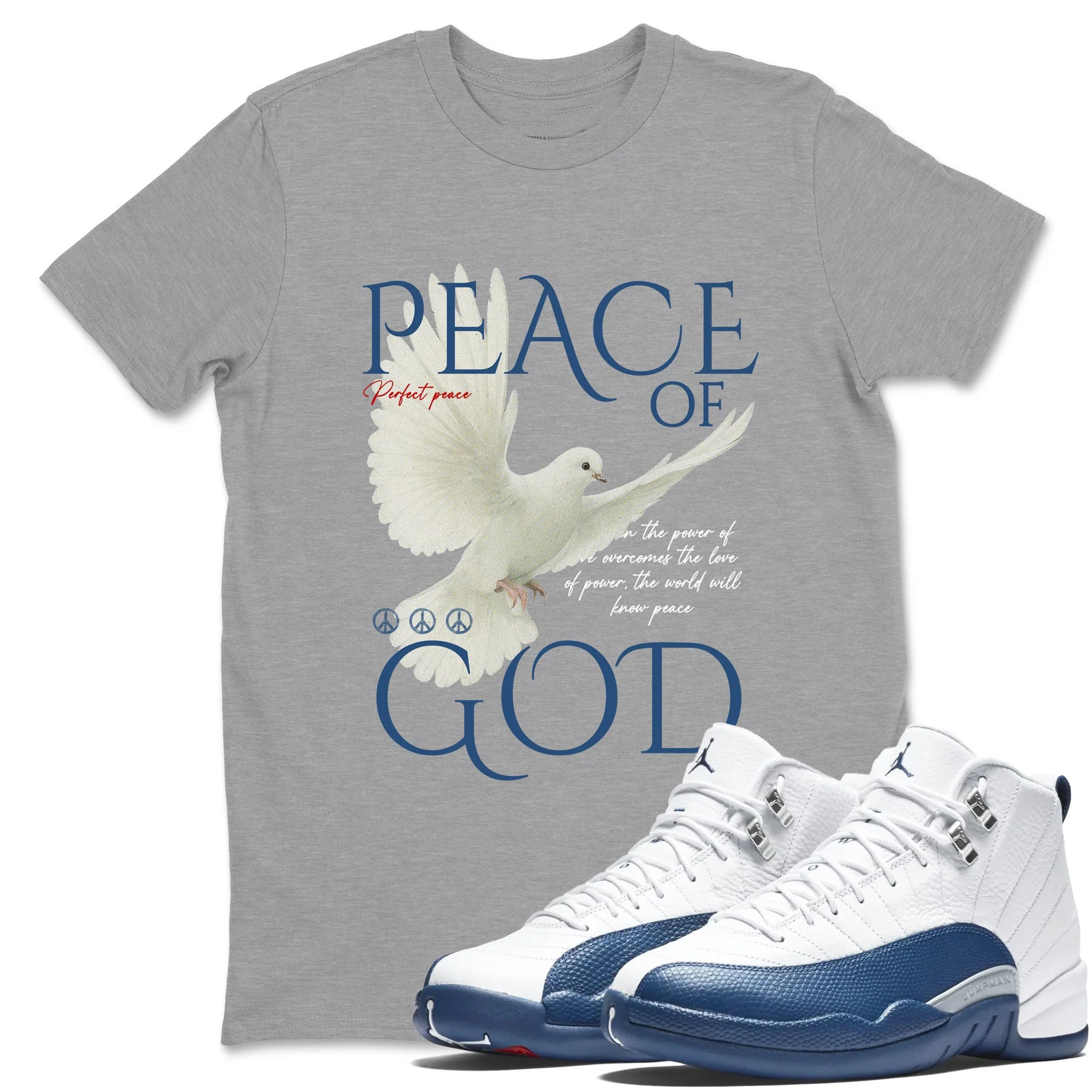 Peace of God TEEWAVO Sneaker Tees - Air Jordan 12 French Blue
