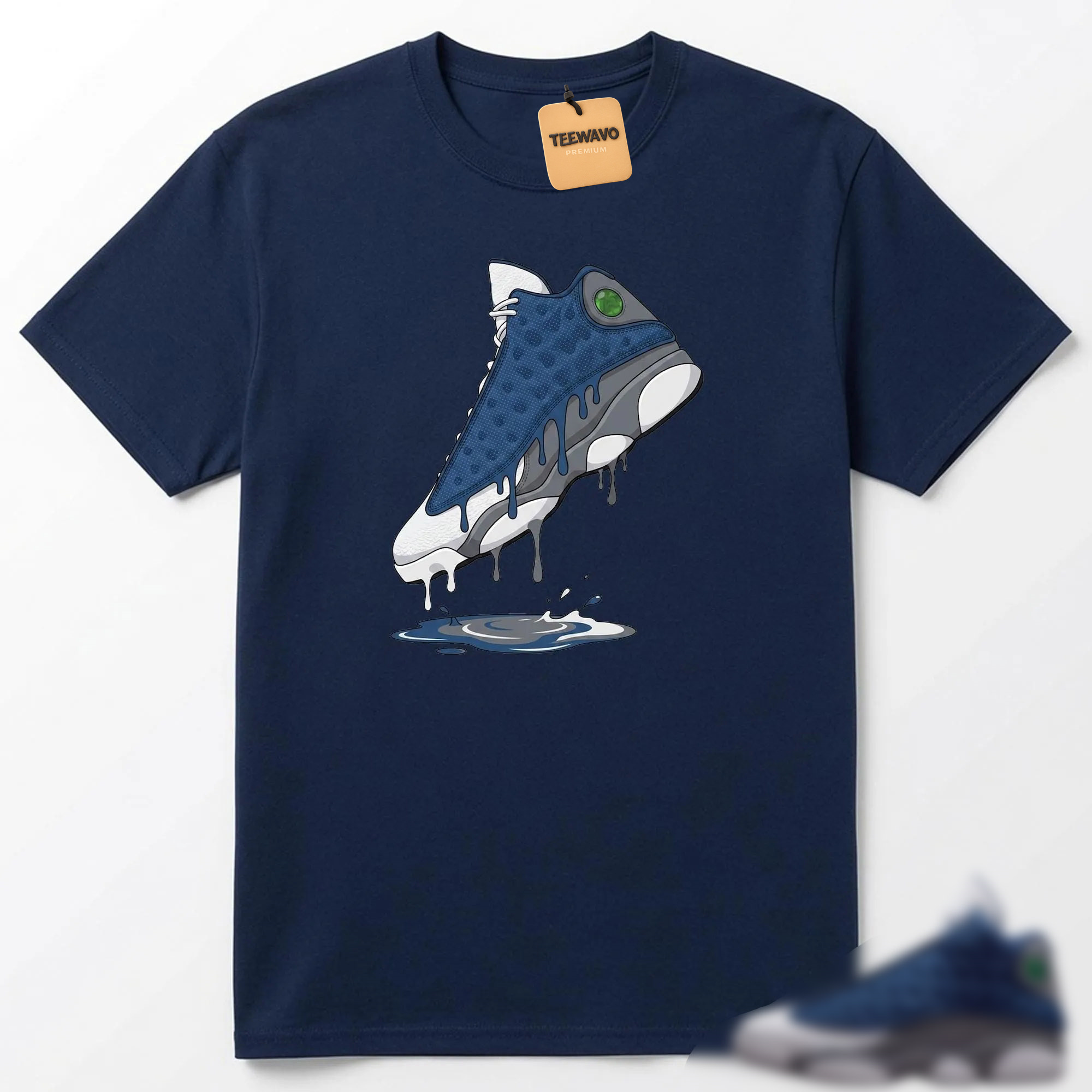 Dripping Shoe Shirt to Match AJD 13 Retro Navy and Flint Grey
