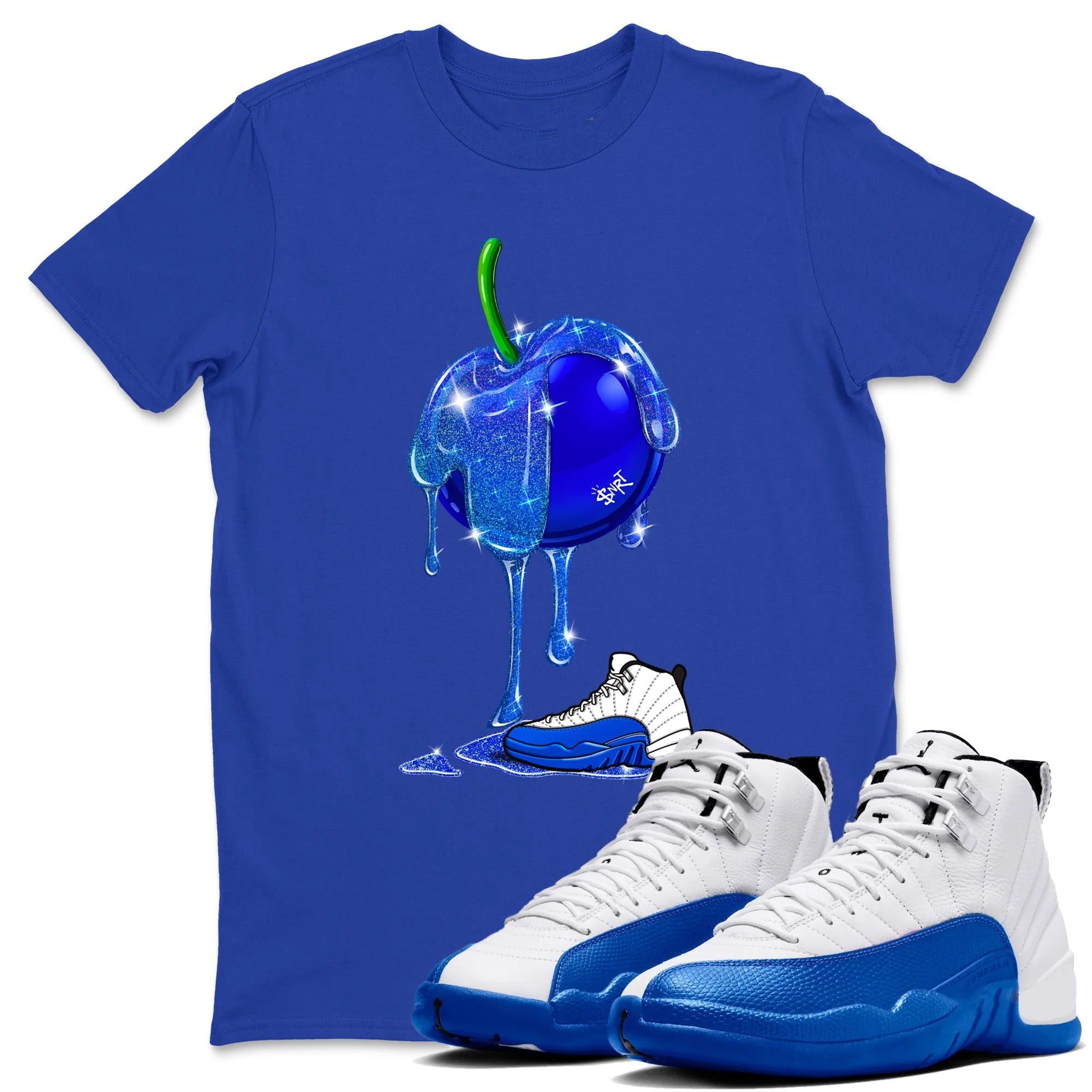 Dripping Blueberry TEEWAVO Sneaker Tees - Air Jordan 12 Blueberry
