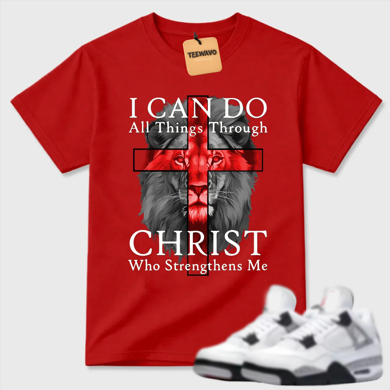 I Can Do All Things Through Christ Lion AJ 4 Graphic Tee