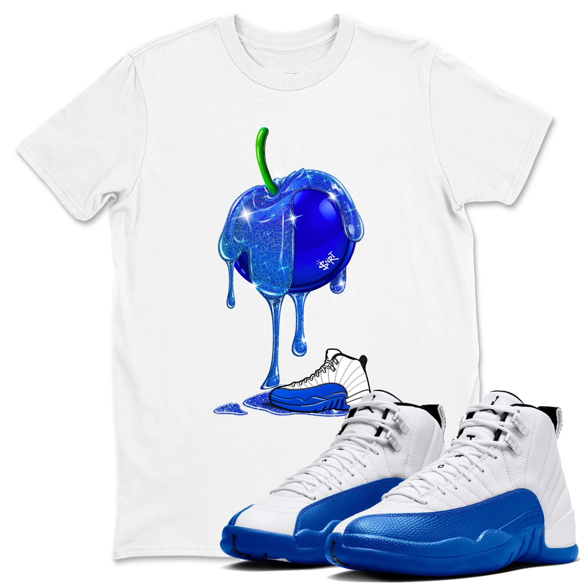 Dripping Blueberry TEEWAVO Sneaker Tees - Air Jordan 12 Blueberry