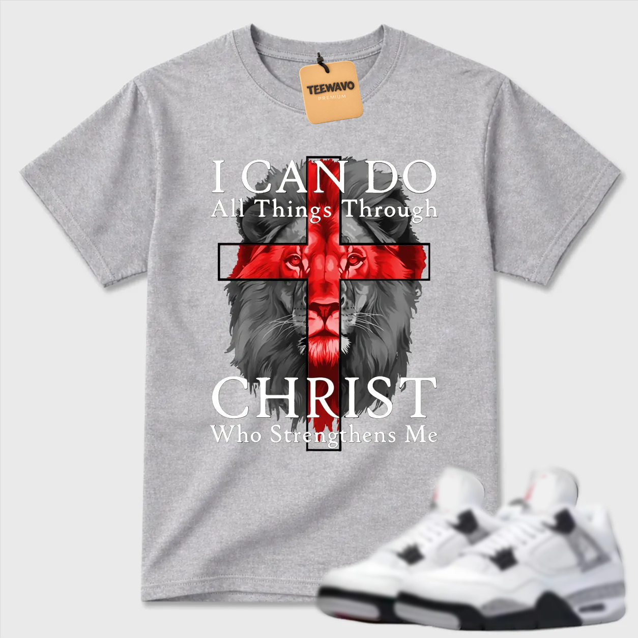 I Can Do All Things Through Christ Lion AJ 4 Graphic Tee