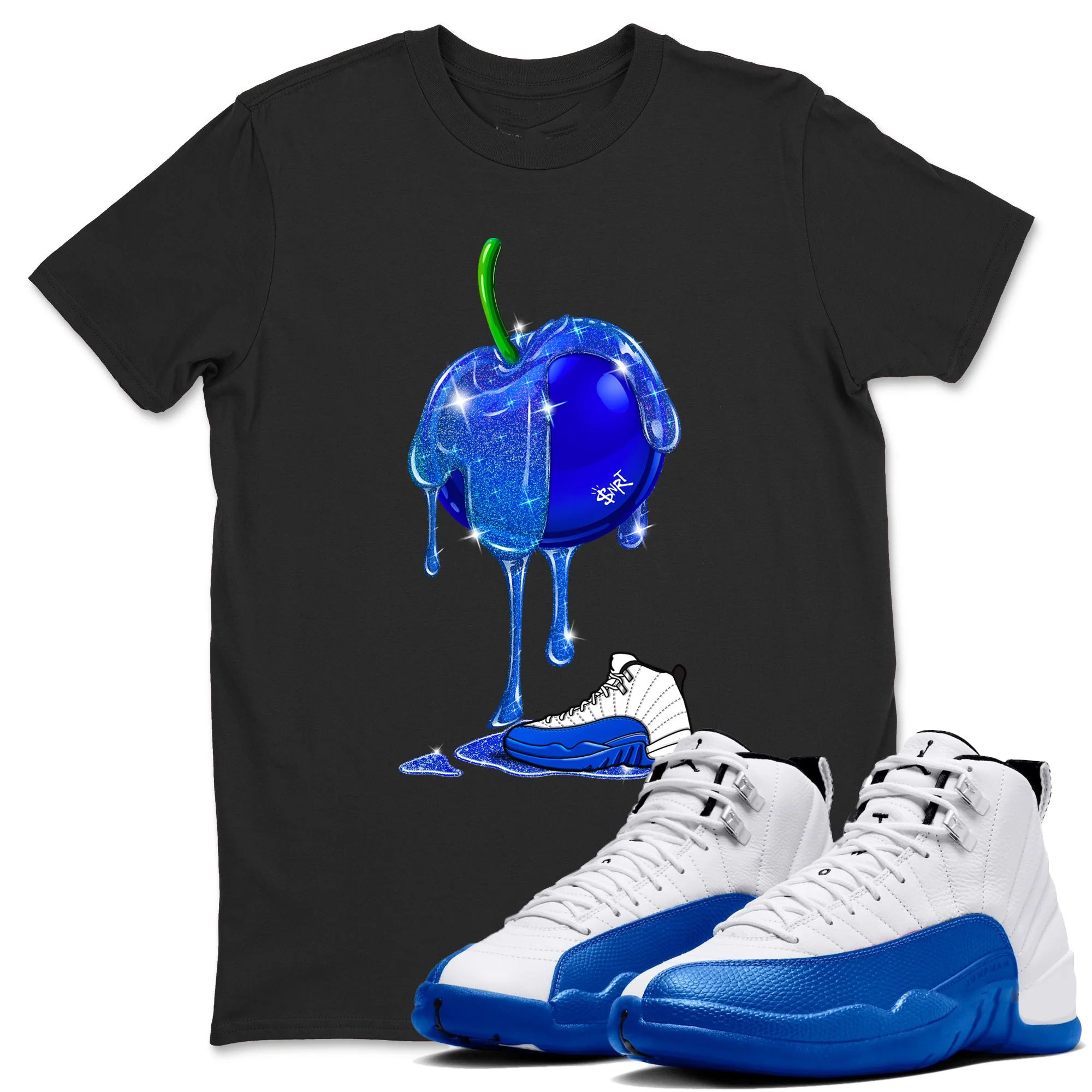Dripping Blueberry TEEWAVO Sneaker Tees - Air Jordan 12 Blueberry