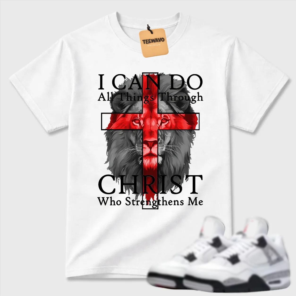 I Can Do All Things Through Christ Lion AJ 4 Graphic Tee