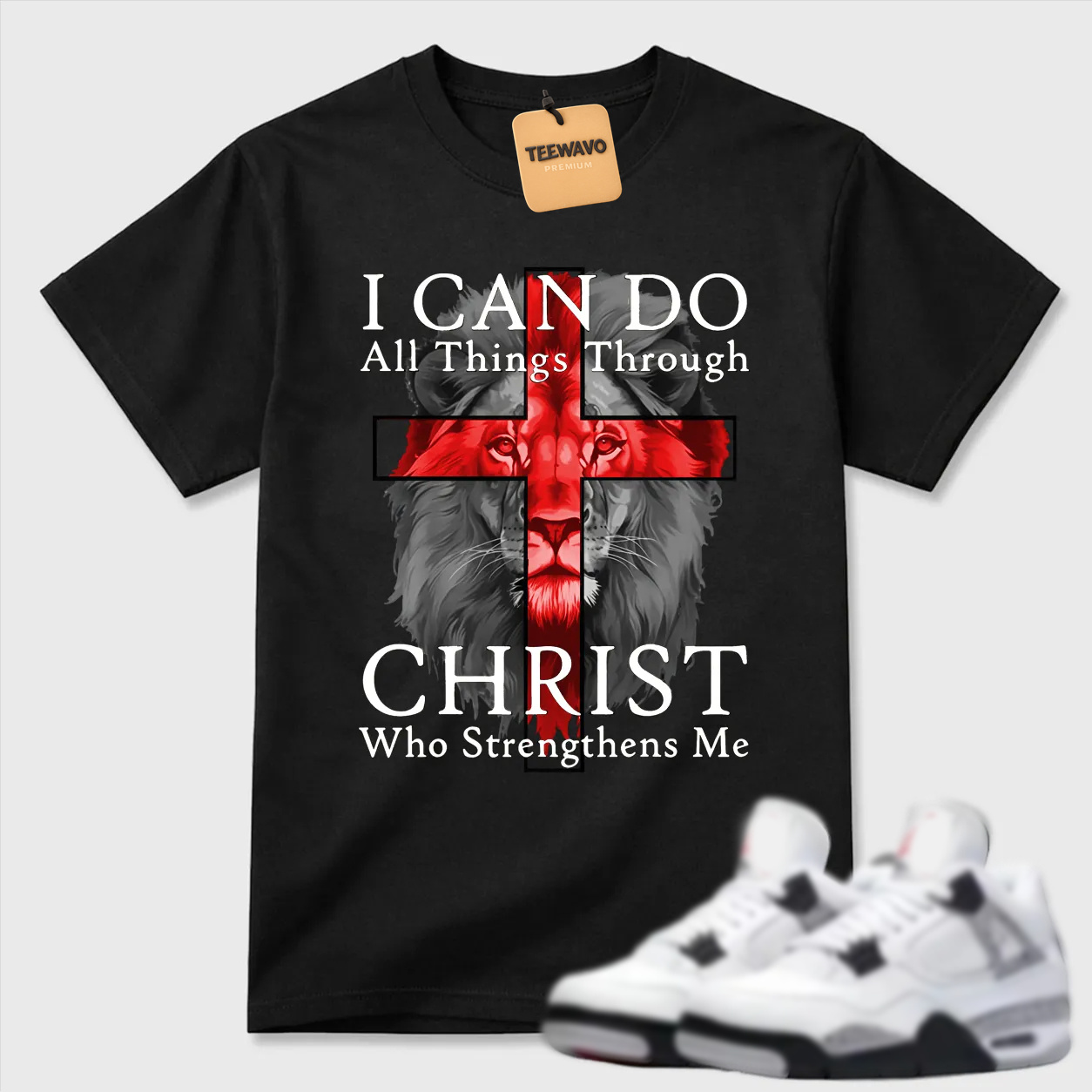 I Can Do All Things Through Christ Lion AJ 4 Graphic Tee