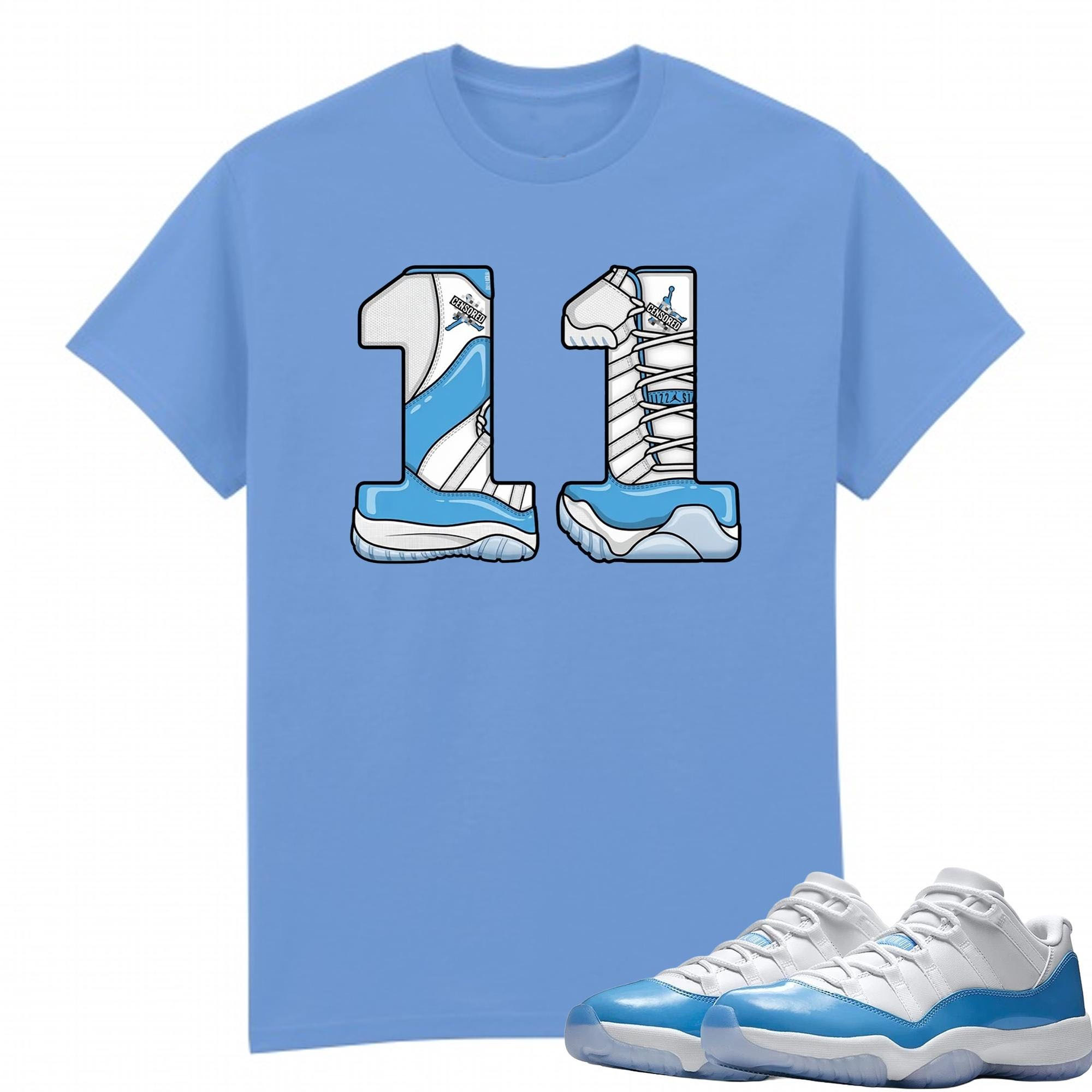 Number 11 T Shirt White to Match Jordan 11 Low University Blue