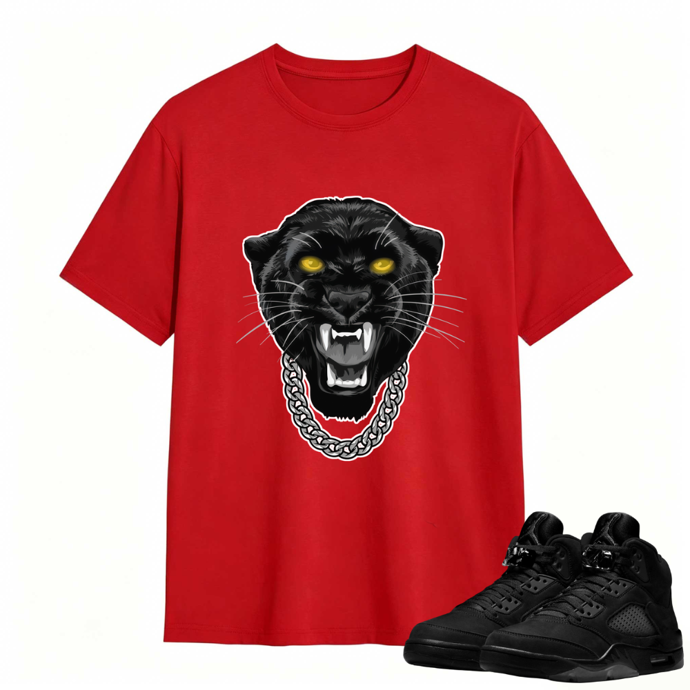 Gangster Black Cat Sneaker Tees - Air Jordan 5 Black Cat