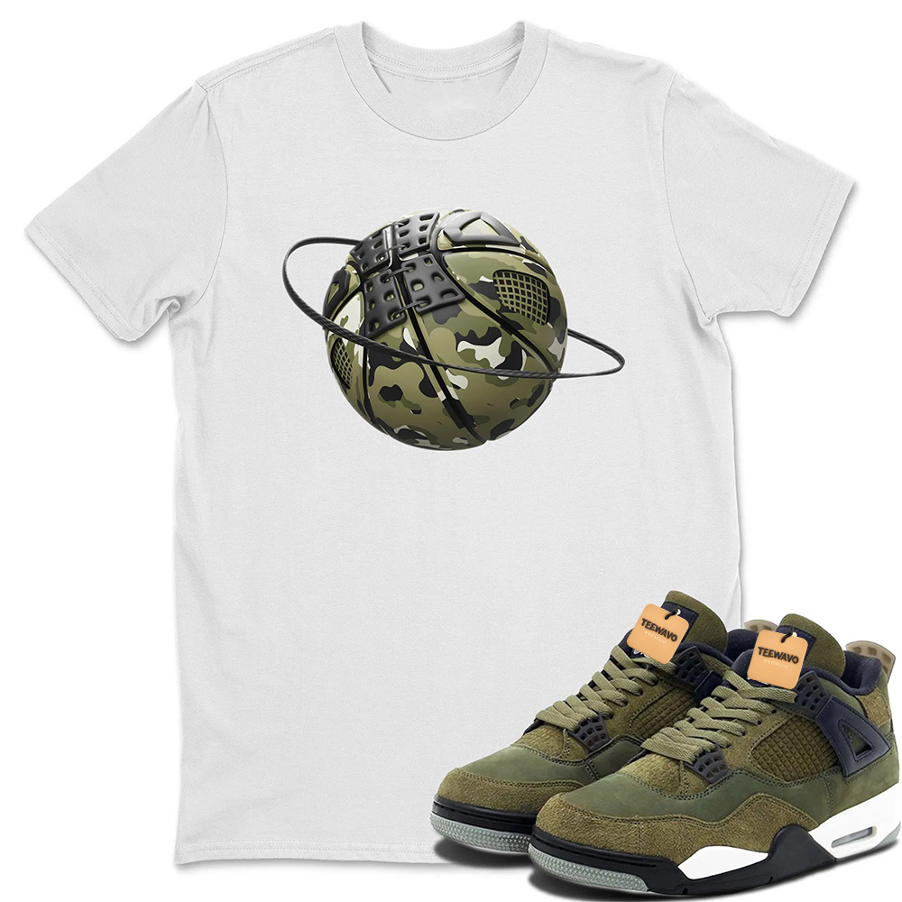 Camo Basketball Planet Sneaker Tee - Air Jordan 4 Medium Olive