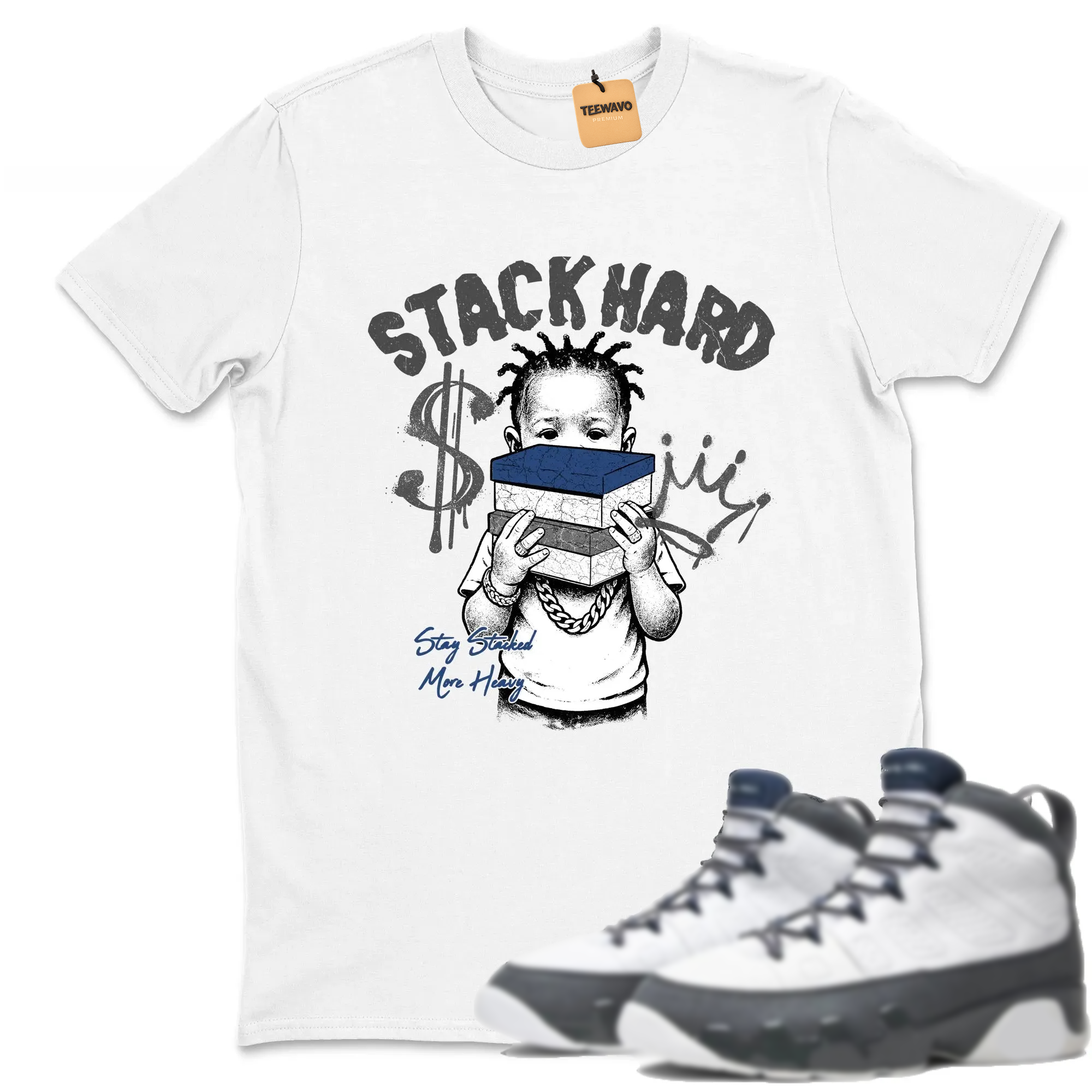 Stack Hard Sneaker Tees - AJ 9 Flint Grey