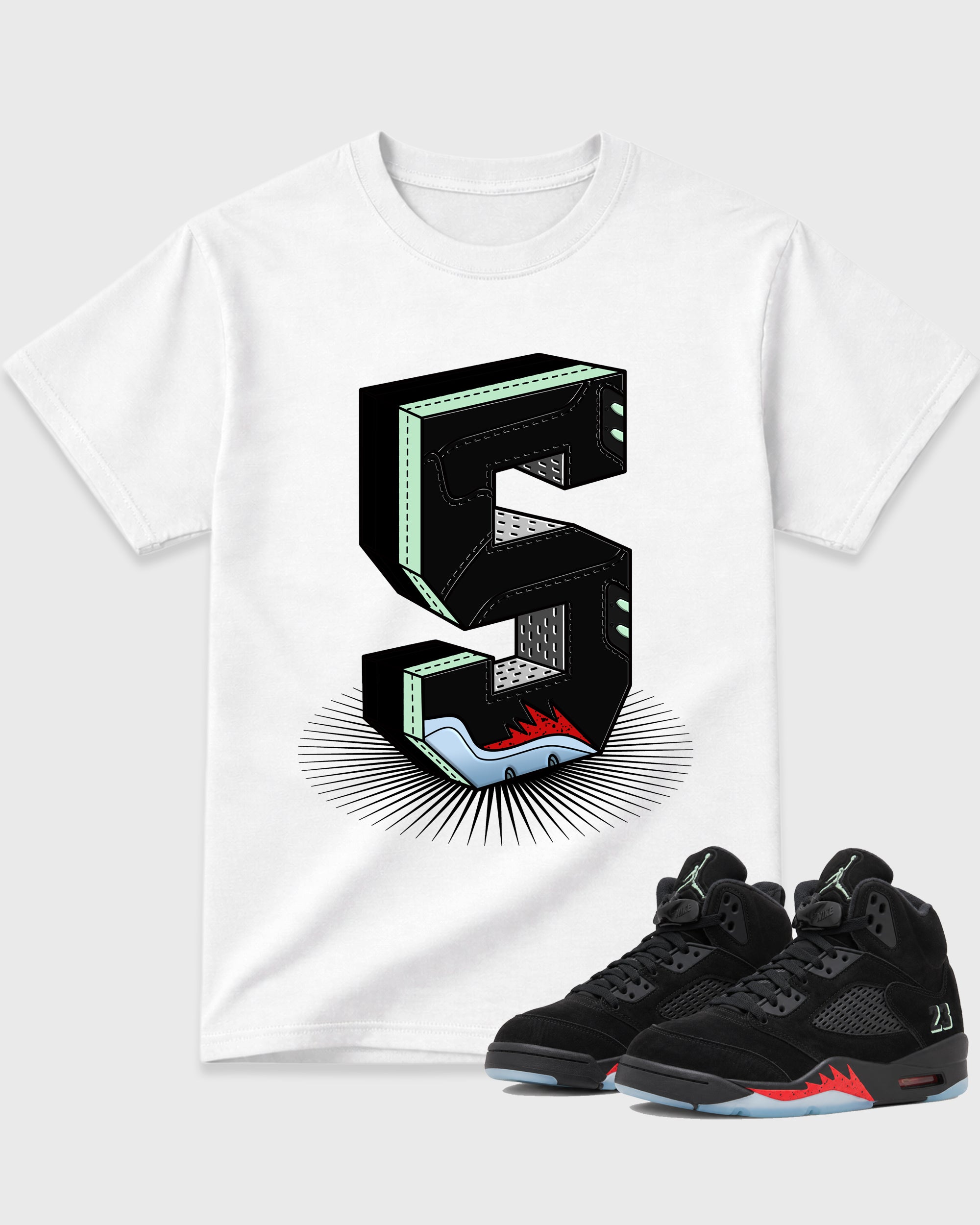 Number Statue Air Jardan 5 Halloween Matching Graphic Tee