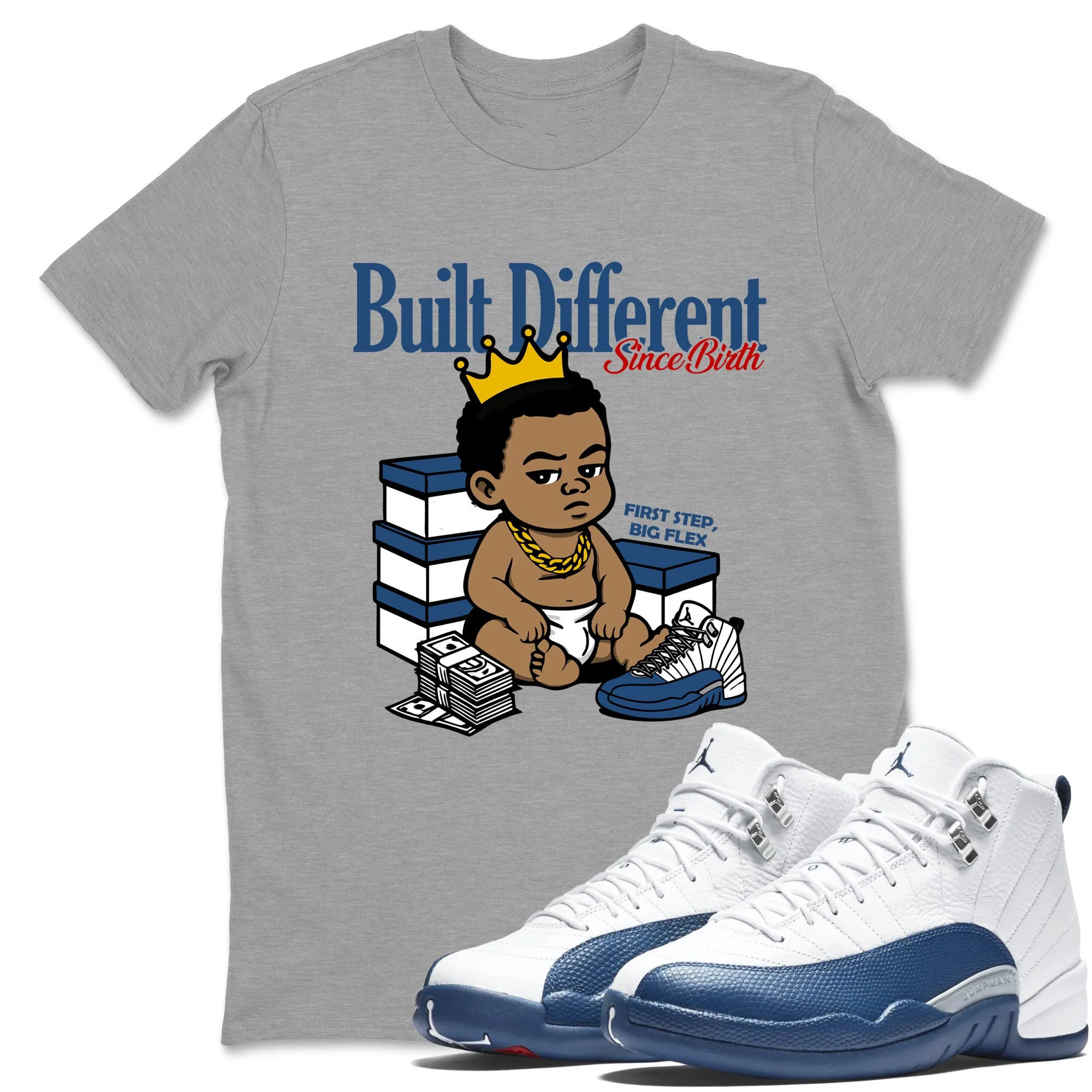 Built Different Since Birth TEEWAVO Sneaker Tees - Air Jordan 12 French Blue