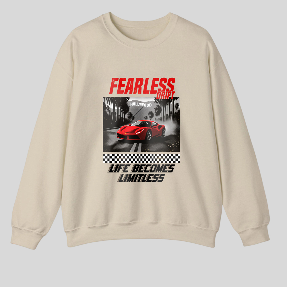 Fearless Drift Red Car Racing Design tshirt 100% cotton