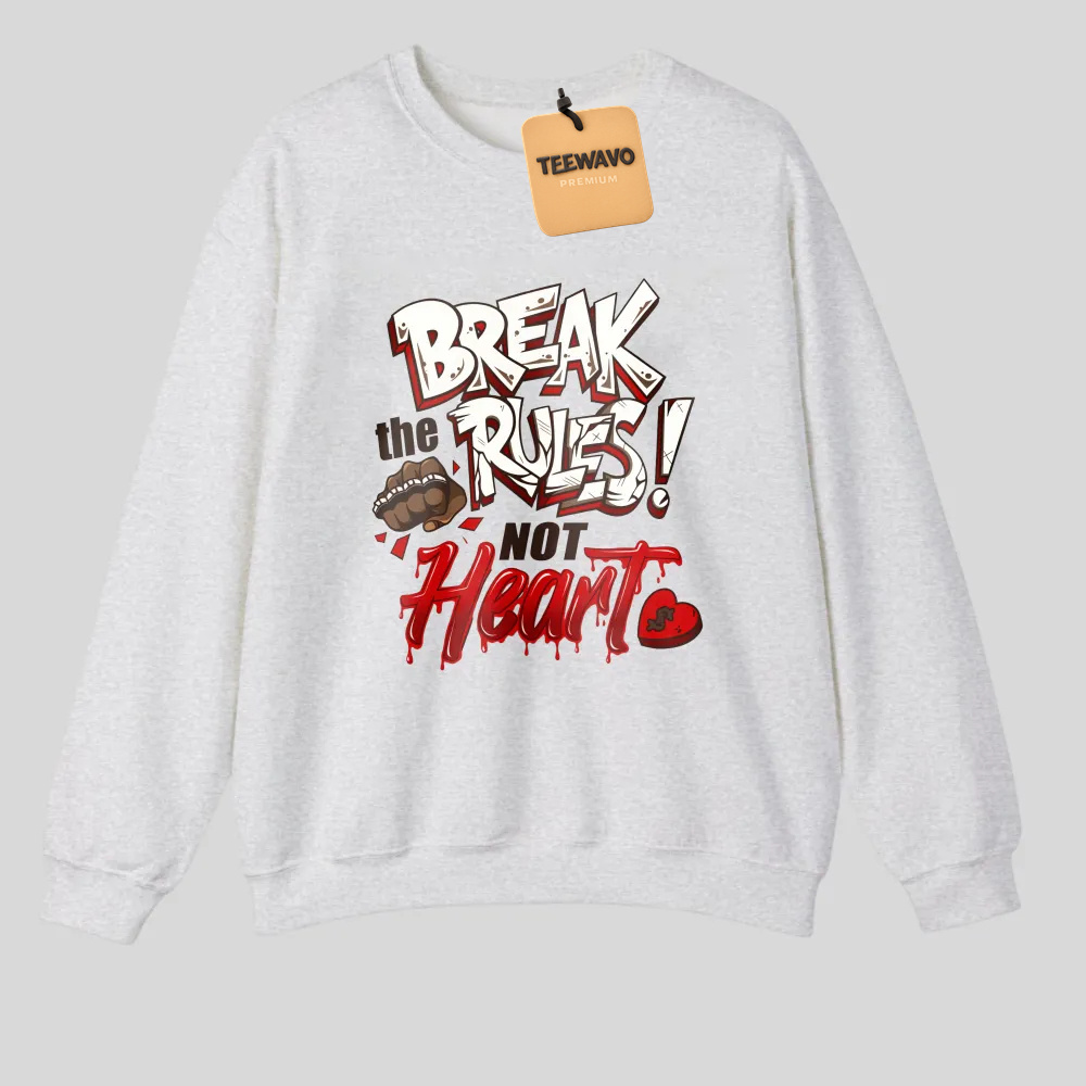 Break The Rules With Heart tshirt 100% cotton