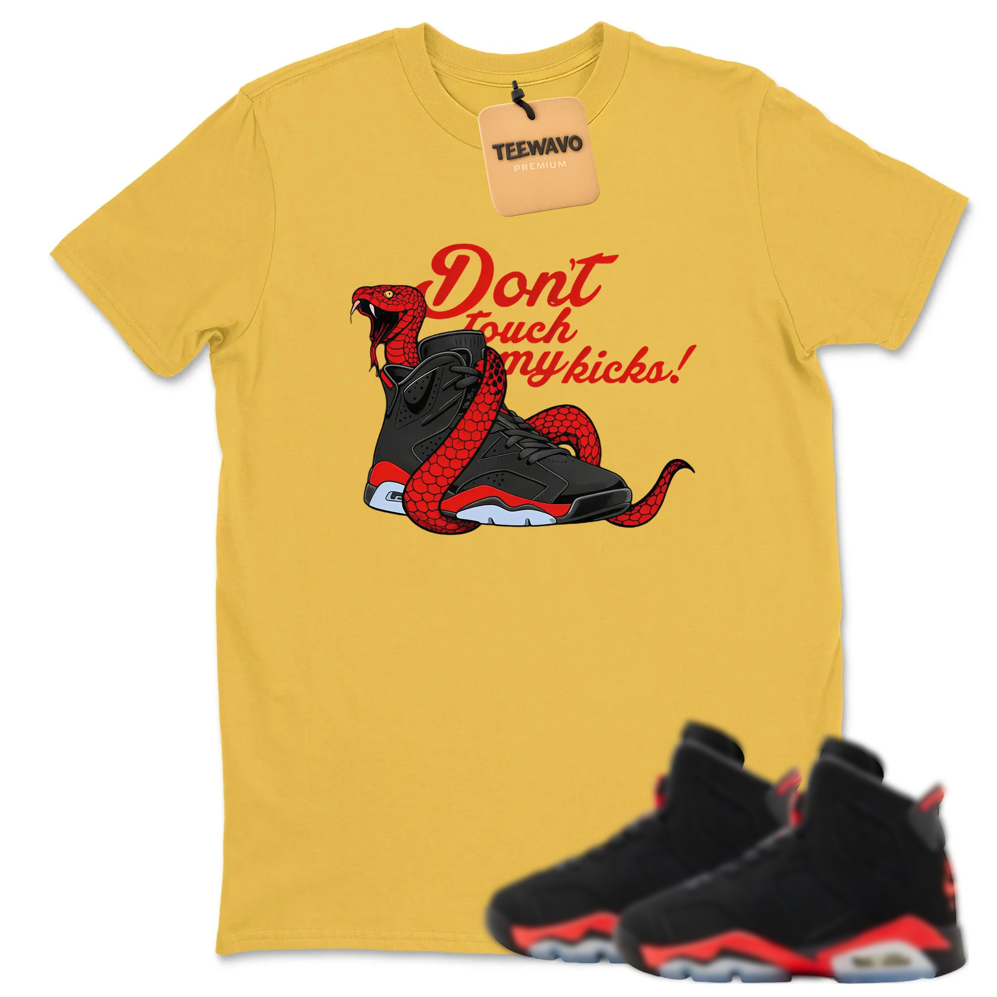 Don't Touch My Kicks TEEWAVO Sneaker Tees - AJD 6 Reverse Infrared