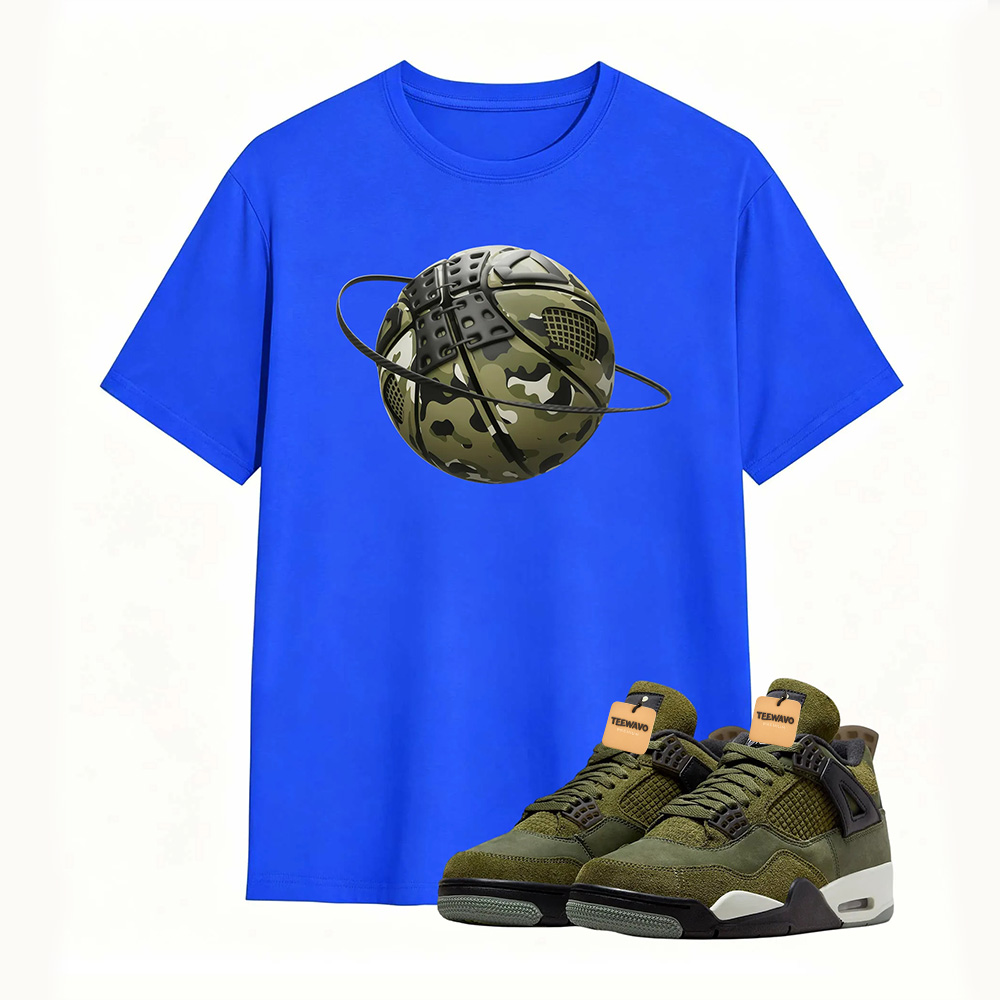 Camo Basketball Planet Sneaker Tee - Air Jordan 4 Medium Olive