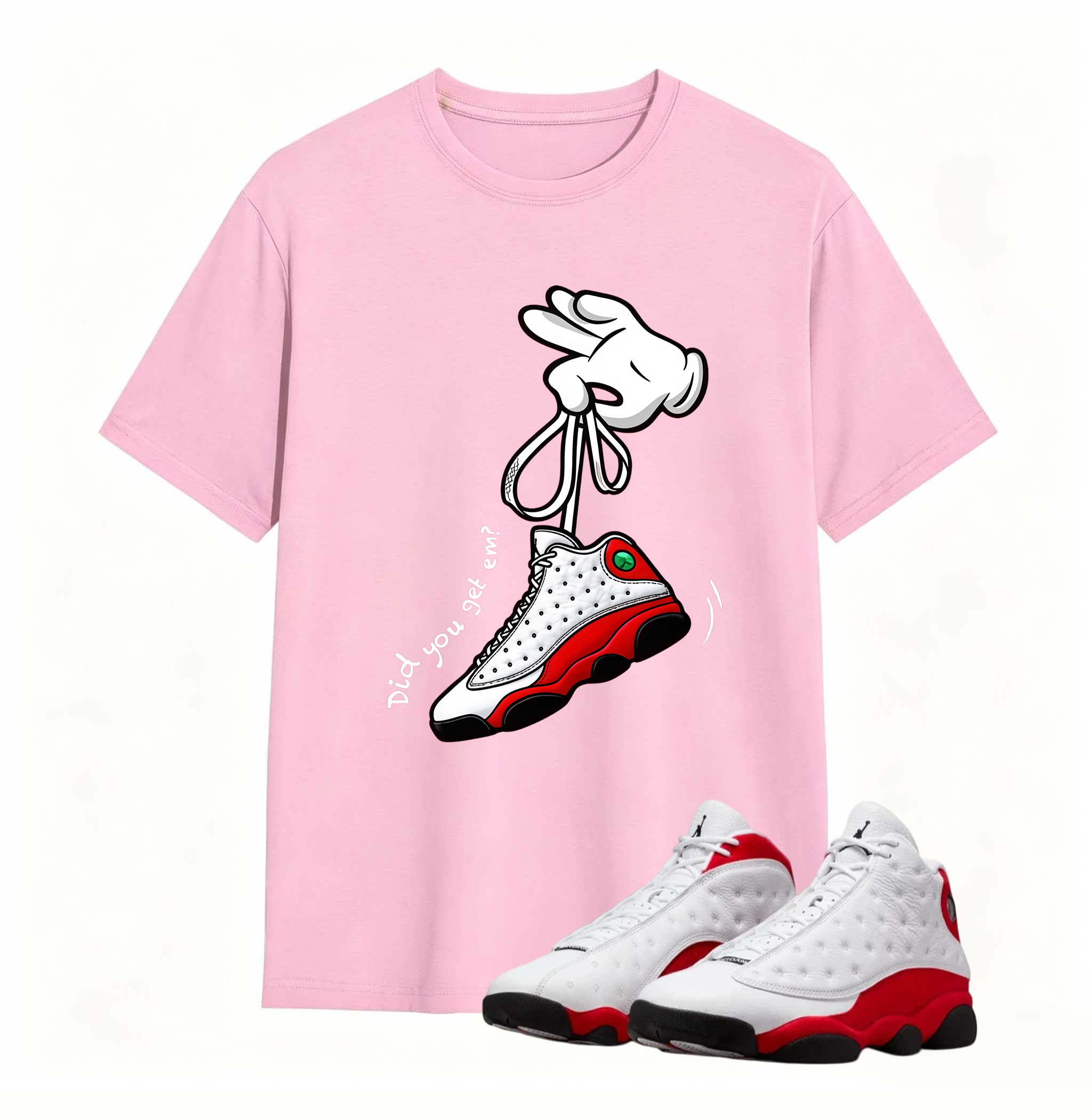 Cartoon Hands Sneaker Tees - Air Jordan 13 University Red