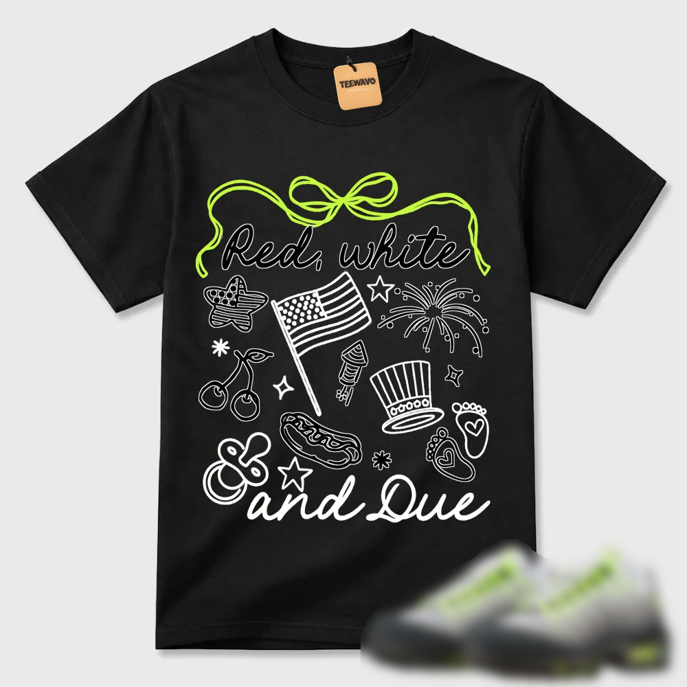Red White And Due Patriotic Air Max 95 Doodle Tee