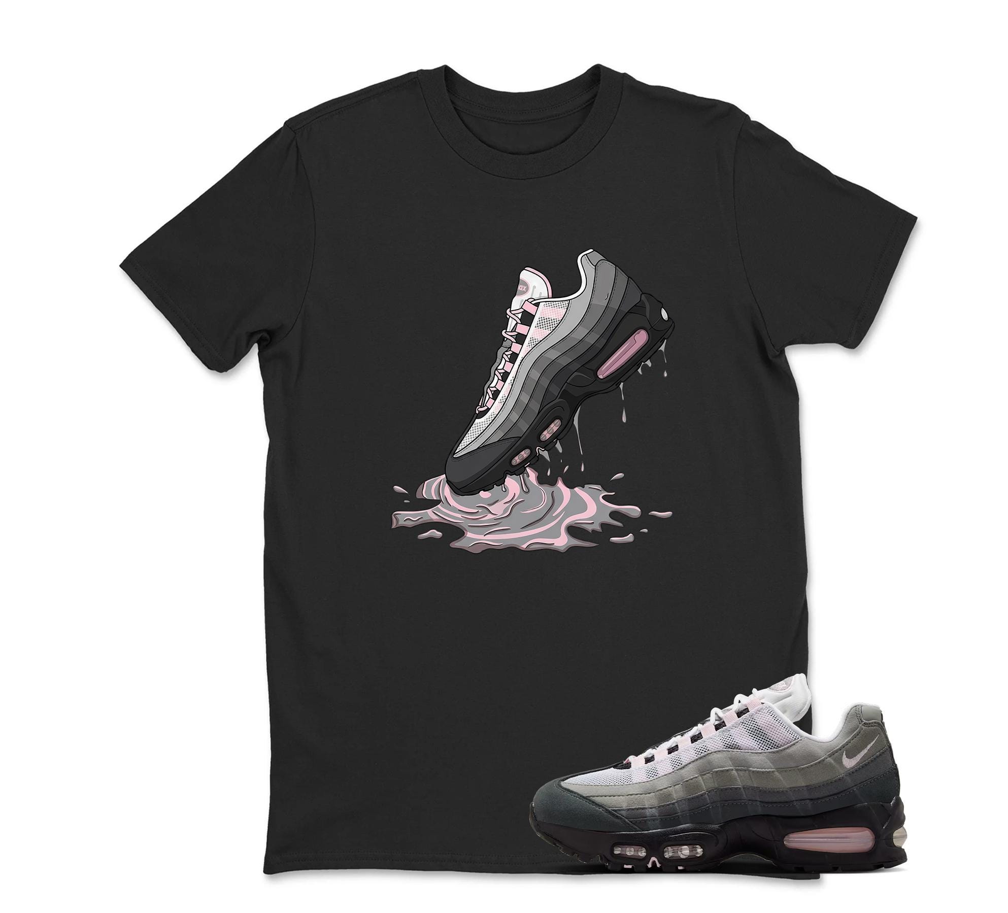 Air Max 95 Pink Foam Black White OG Big Bubble T Shirt Match Dripping Shoe