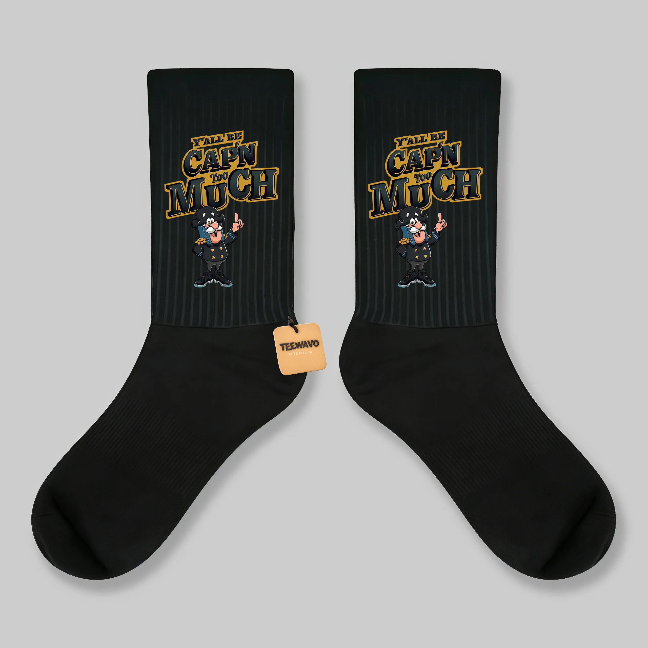 Crew Socks Cap'n Too Much Gold Cartoon Print