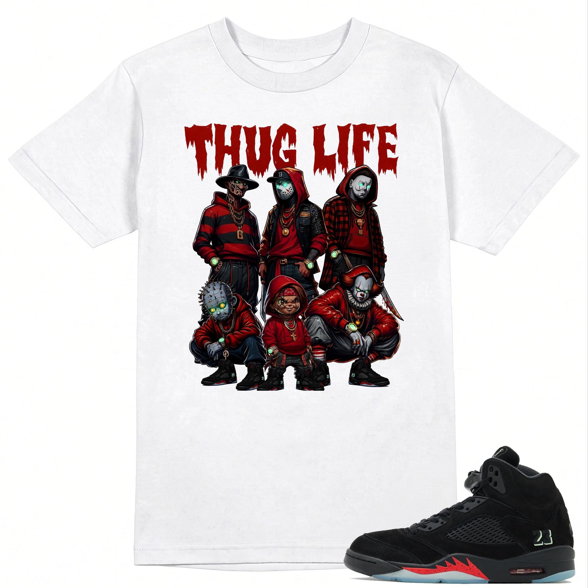 Thug Life Shirt to Match A.J 5 Halloween Sneaker